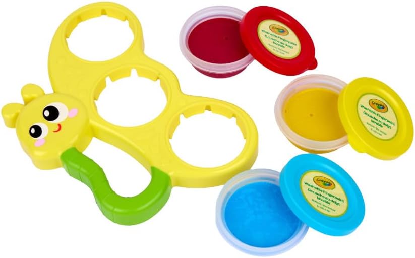 Crayola Butterfly Fingerpaint Palette – Toddler Art Set with 3 Washable Paint Pots & 10 Large Sheets | Mess-Free Sensory Painting Kit for Kids, Creative Gift for Ages 2+
