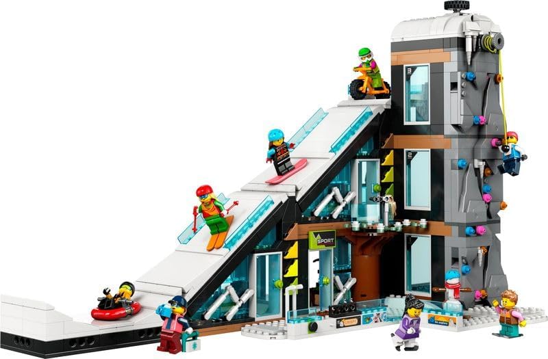 LEGO City Ski and Climbing Centre 60366 Building Set with Ski Lift, Winter Sports Shop, Café, Minifigures for Kids Ages 7+