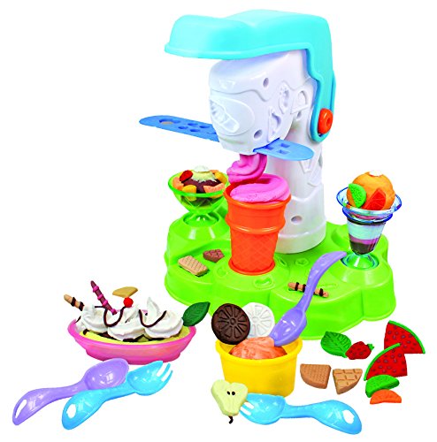 Simba Art and Fun Plastic Dough Ice Cream Set, Kids Modeling Dough Playset with 13 Accessories and 4 Dough Pots, Creative Pretend Play Toy for Ages 3 Years and Up