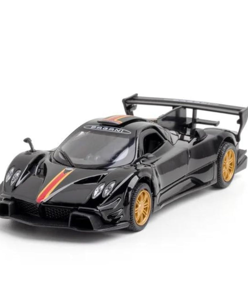 D-Power Pagani Zonda Revolucion Die-Cast Model Car with Lights and Sounds, Pull Back Action, Opening Parts, 1:32 Scale Toy Car for Kids 3+
