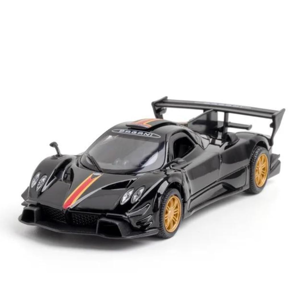 D-Power Pagani Zonda Revolucion Die-Cast Model Car with Lights and Sounds, Pull Back Action, Opening Parts, 1:32 Scale Toy Car for Kids 3+