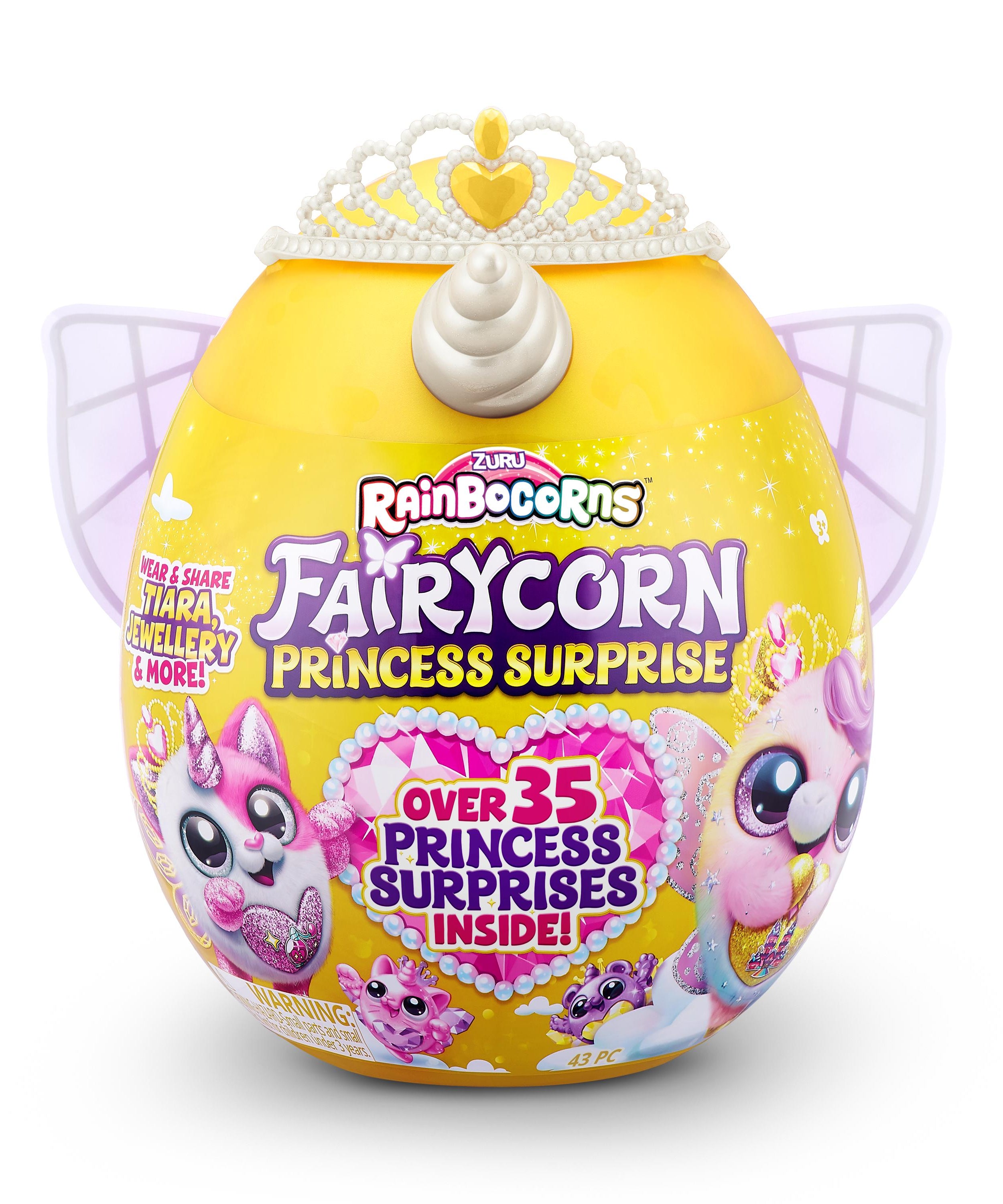 Rainbocorns Fairycorn Princess Surprise (Puppy) 11" Collectible Plush Toy with 35+ Surprises, Fairy Wings, Tiara, Wand, Boo-Boocorn, and Surprise Egg, Soft Toy for Girls Ages 3+
