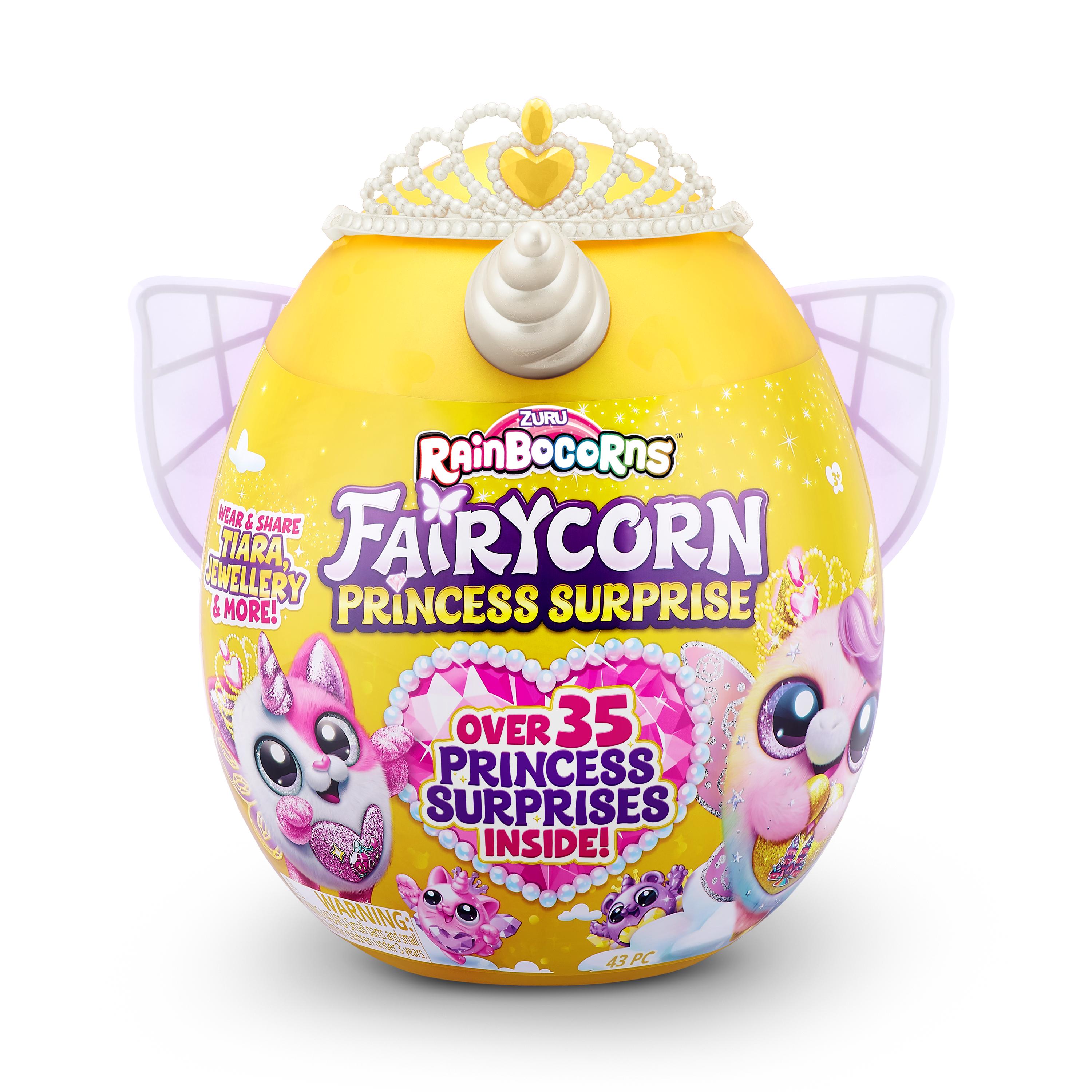 Rainbocorns Fairycorn Princess Surprise (Puppy) 11" Collectible Plush Toy with 35+ Surprises, Fairy Wings, Tiara, Wand, Boo-Boocorn, and Surprise Egg, Soft Toy for Girls Ages 3+