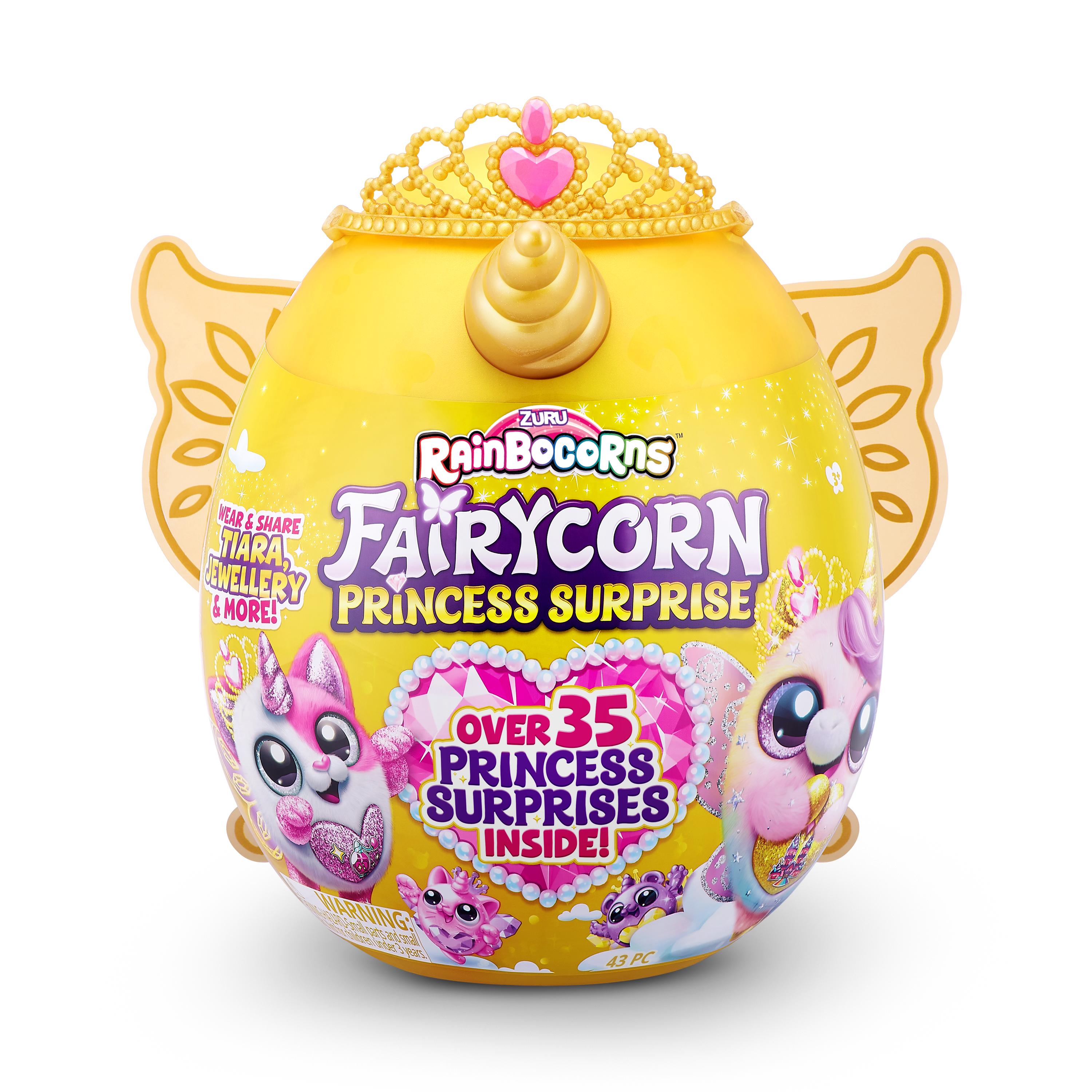 Rainbocorns Fairycorn Princess Surprise (Puppy) 11" Collectible Plush Toy with 35+ Surprises, Fairy Wings, Tiara, Wand, Boo-Boocorn, and Surprise Egg, Soft Toy for Girls Ages 3+