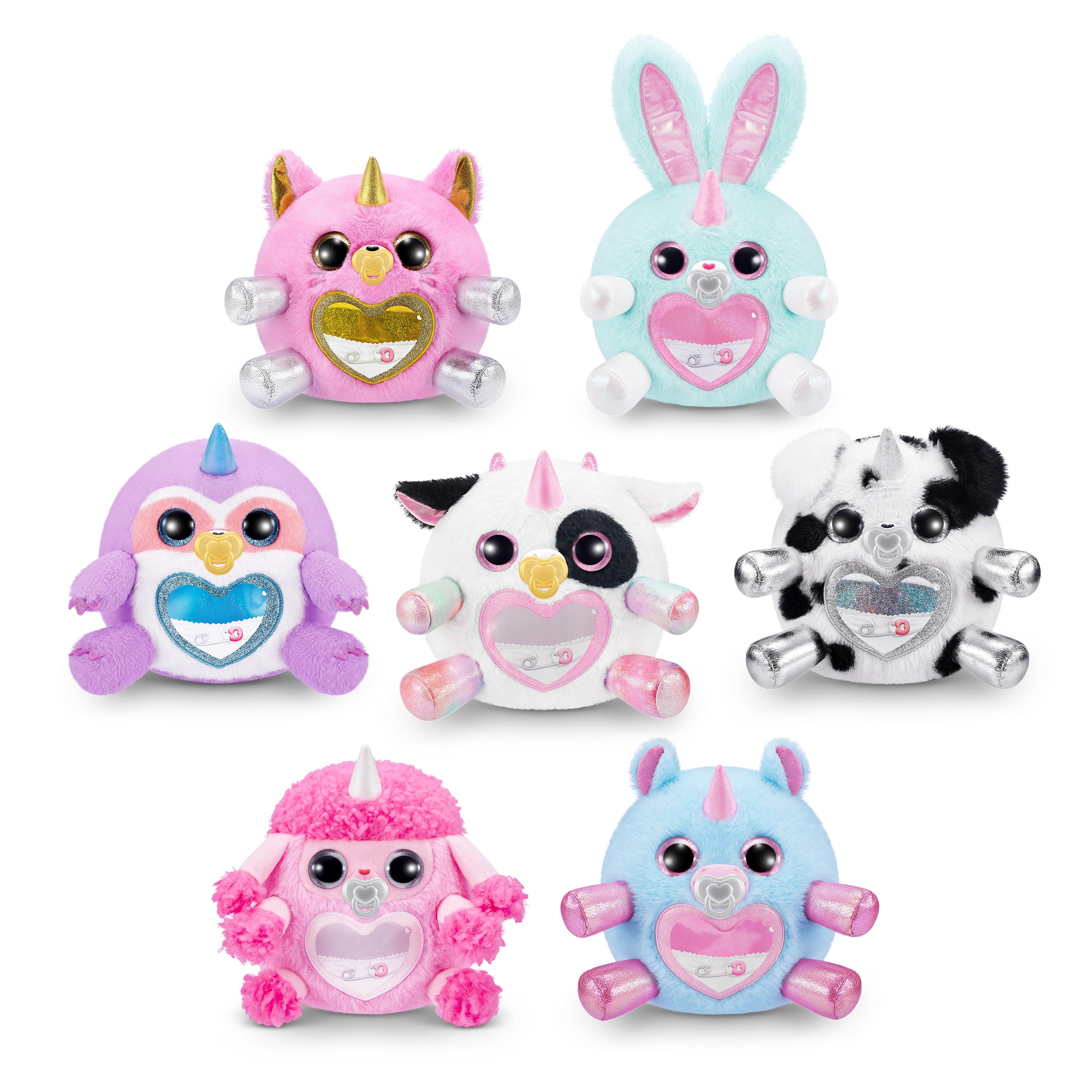 Rainbocorns Adopt-A-Corns Baby Plush Assorted Newborn Surprise Toy with 15+ Surprises, Diaper Egg, Pacifier & Adoption Certificate, Collect All 7 Cute Characters, Gift for Girls Ages 3+