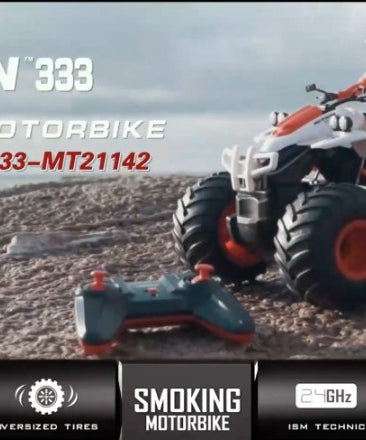 Crazon 1:16 Smoking Quad Bike RC, 4WD Stunt Motorcycle with Lights Smoke 20kmh Speed 25m Range for Kids Boys