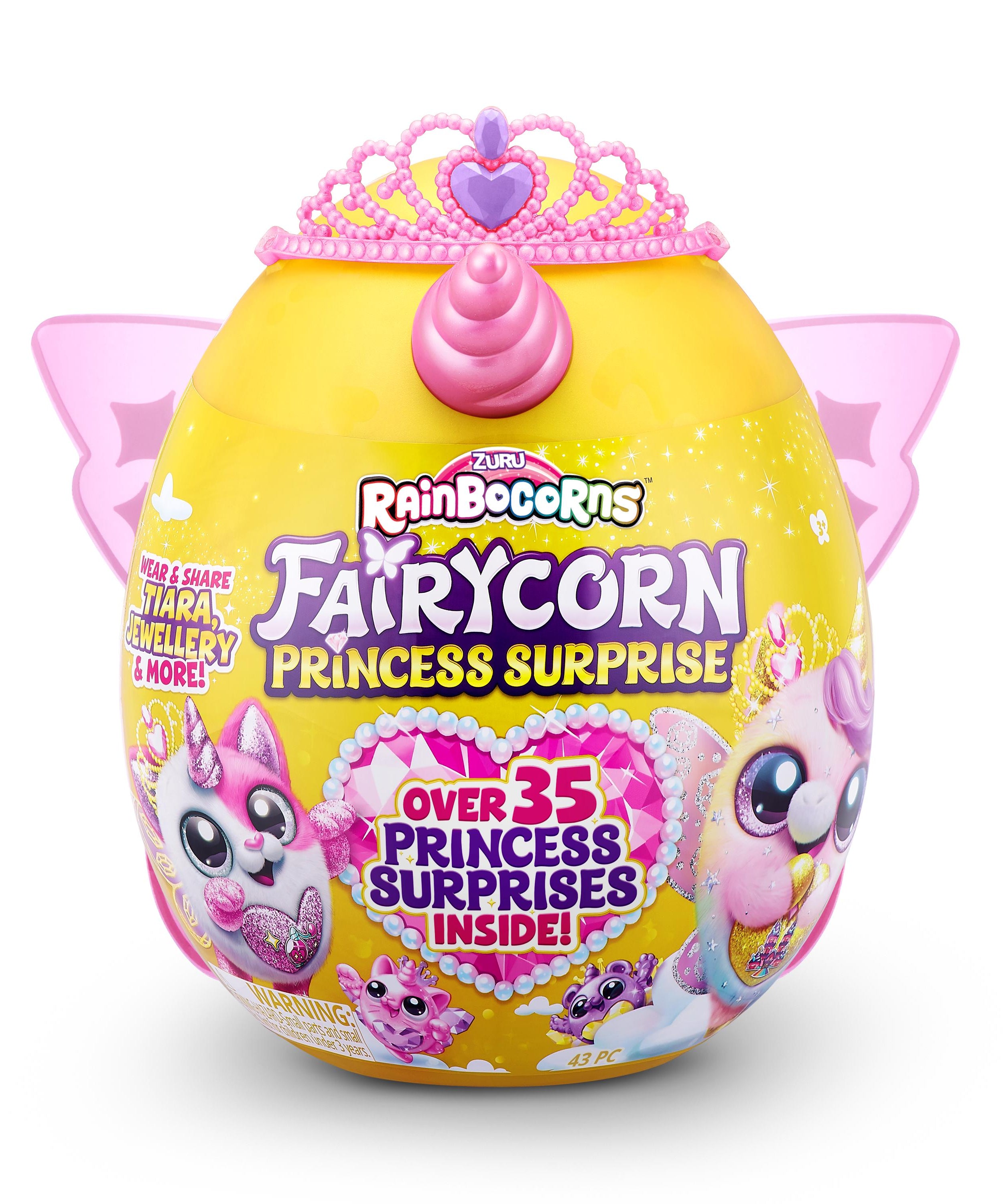 Rainbocorns Fairycorn Princess Surprise (Puppy) 11" Collectible Plush Toy with 35+ Surprises, Fairy Wings, Tiara, Wand, Boo-Boocorn, and Surprise Egg, Soft Toy for Girls Ages 3+