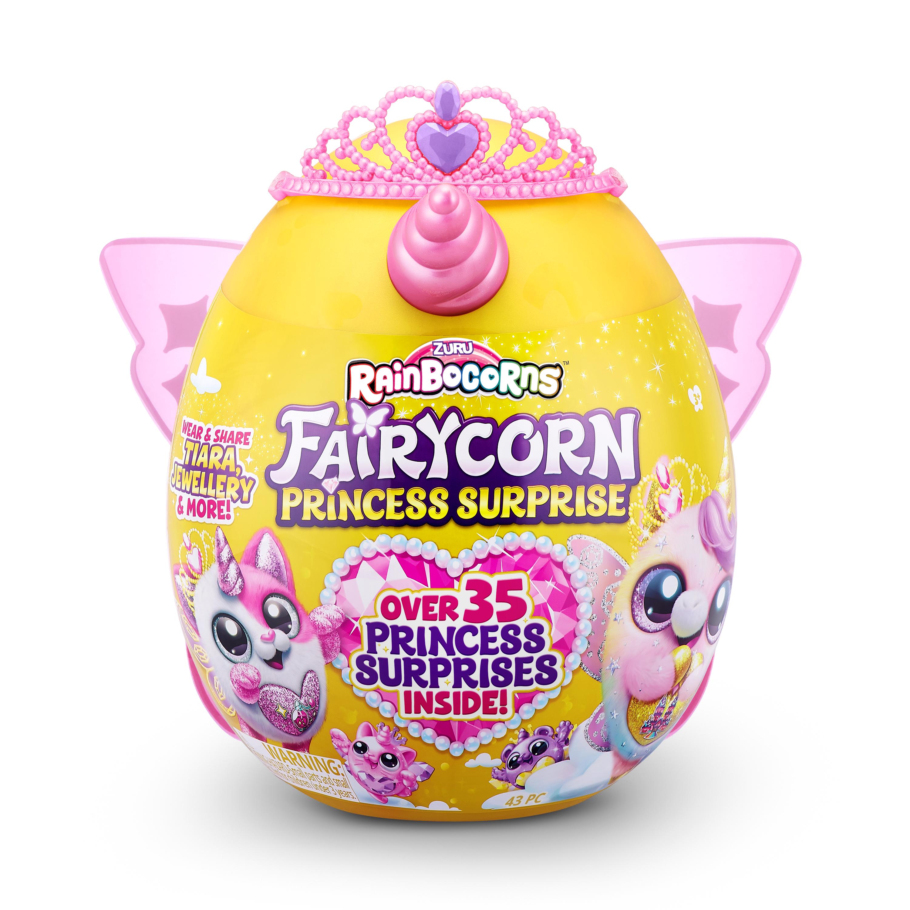 Rainbocorns Fairycorn Princess Surprise (Puppy) 11" Collectible Plush Toy with 35+ Surprises, Fairy Wings, Tiara, Wand, Boo-Boocorn, and Surprise Egg, Soft Toy for Girls Ages 3+