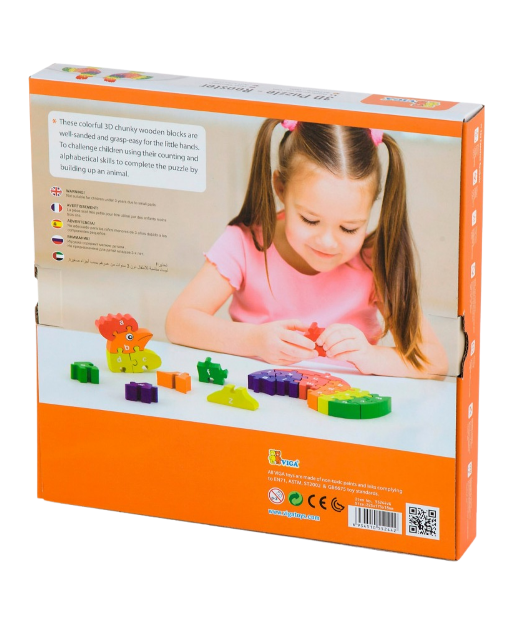 لعبة ديك فيجا ثلاثي الأبعاد مع حروف أبجدية، 26 قطعة من أحجية الصور المقطوعة، لعبة مونتيسوري خشبية، تُنمّي المهارات الحسية والإدراكية والحركية الدقيقة، لعبة تعليمية غير سامة وصديقة للبيئة للأطفال، من عمر 3 سنوات فما فوق