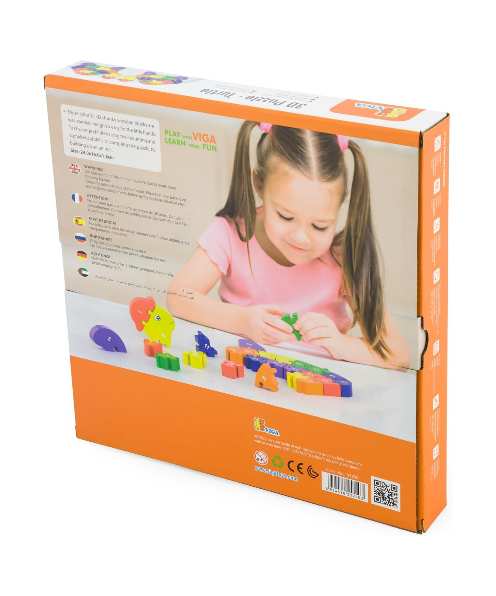 لعبة سلحفاة فيجا ثلاثية الأبعاد مع حروف أبجدية، 26 قطعة من أحجية الصور المقطوعة، لعبة مونتيسوري خشبية، تُنمّي المهارات الحسية والإدراكية والحركية الدقيقة، لعبة تعليمية غير سامة وصديقة للبيئة للأطفال، من عمر 3 سنوات فما فوق