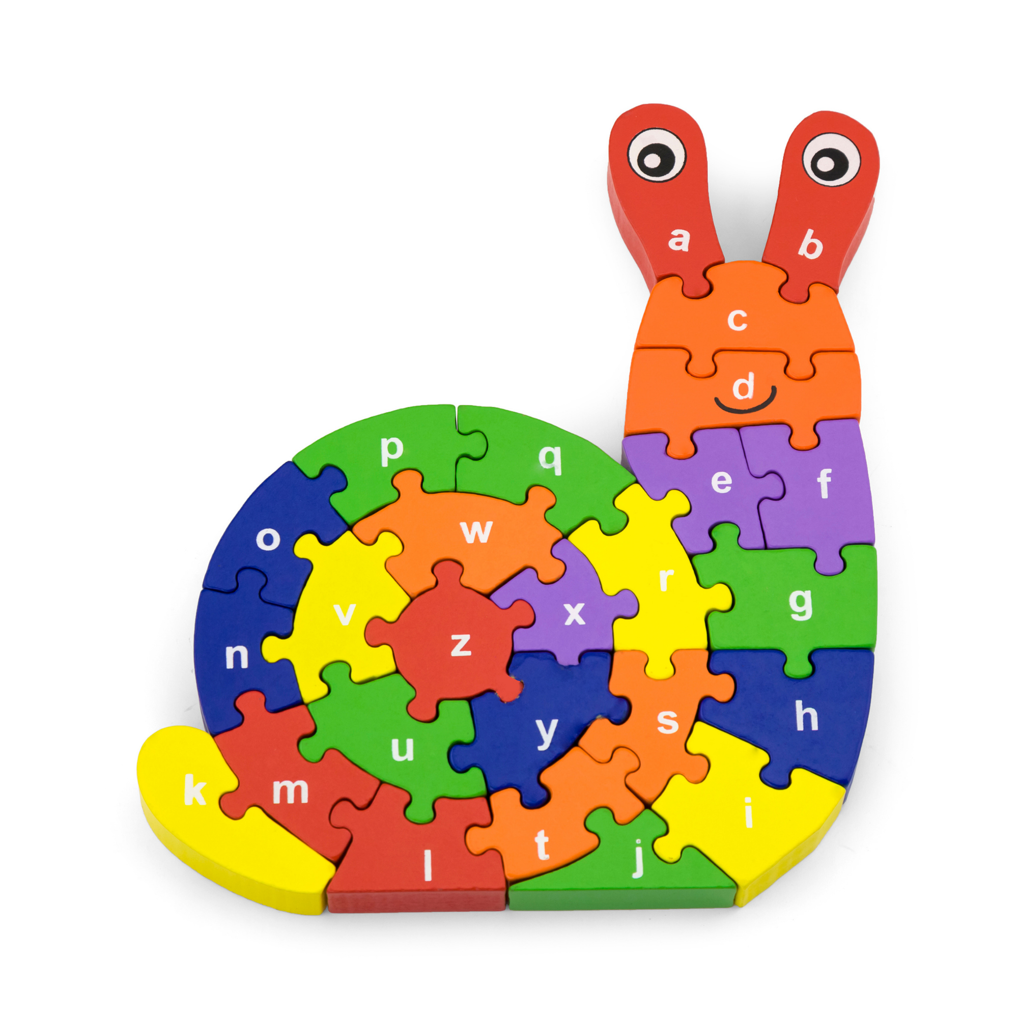 حلزون فيجا ثلاثي الأبعاد مع حروف أبجدية، 26 قطعة من أحجية الصور المقطوعة، لعبة مونتيسوري الخشبية، تُنمّي المهارات الحسية والإدراكية والحركية الدقيقة، لعبة تعليمية غير سامة وصديقة للبيئة للأطفال، من عمر 3 سنوات فما فوق