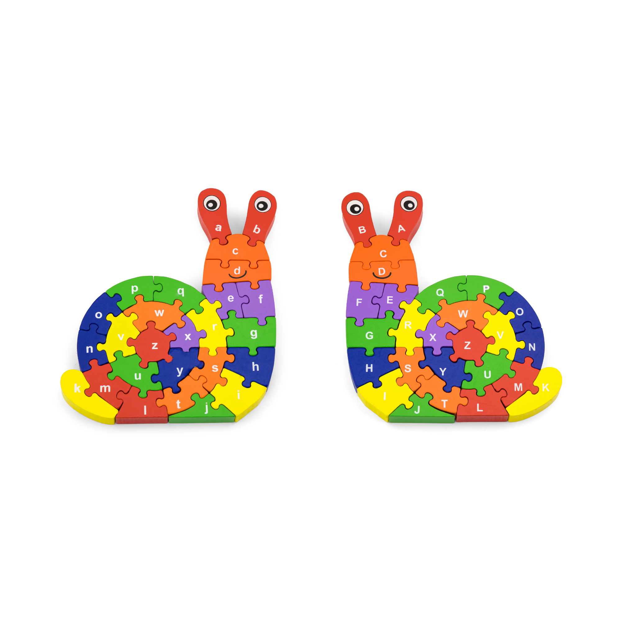 حلزون فيجا ثلاثي الأبعاد مع حروف أبجدية، 26 قطعة من أحجية الصور المقطوعة، لعبة مونتيسوري الخشبية، تُنمّي المهارات الحسية والإدراكية والحركية الدقيقة، لعبة تعليمية غير سامة وصديقة للبيئة للأطفال، من عمر 3 سنوات فما فوق