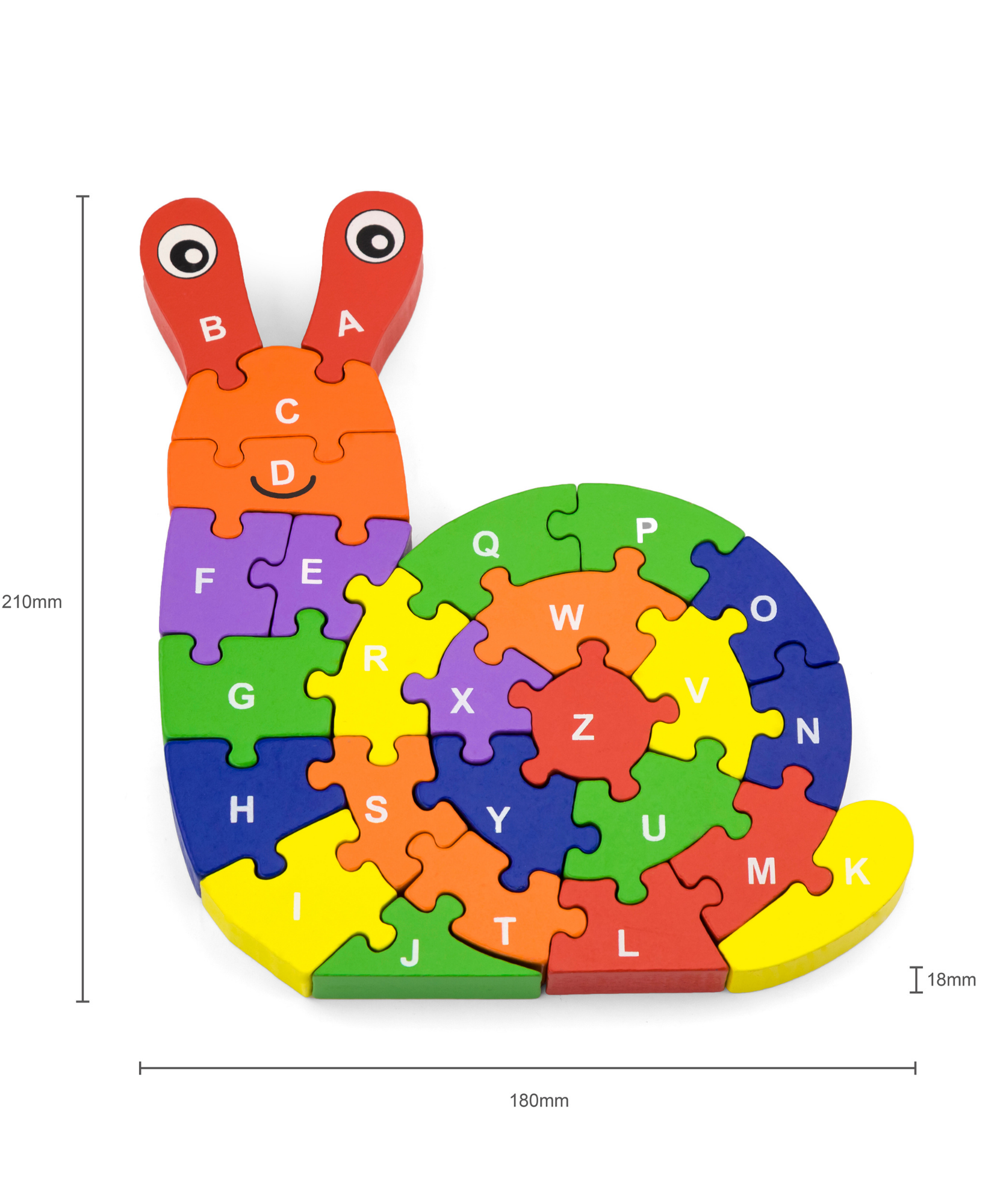 حلزون فيجا ثلاثي الأبعاد مع حروف أبجدية، 26 قطعة من أحجية الصور المقطوعة، لعبة مونتيسوري الخشبية، تُنمّي المهارات الحسية والإدراكية والحركية الدقيقة، لعبة تعليمية غير سامة وصديقة للبيئة للأطفال، من عمر 3 سنوات فما فوق