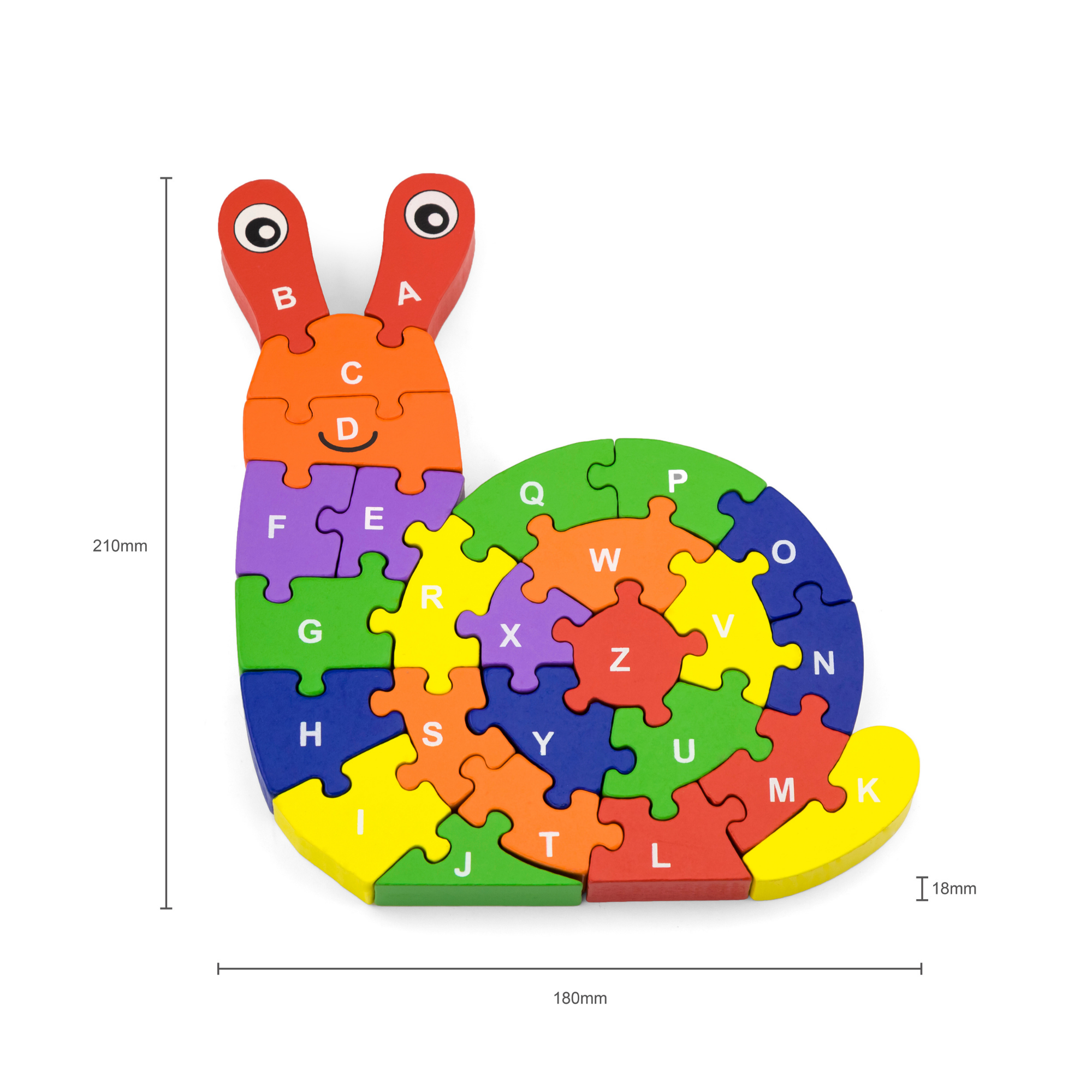 حلزون فيجا ثلاثي الأبعاد مع حروف أبجدية، 26 قطعة من أحجية الصور المقطوعة، لعبة مونتيسوري الخشبية، تُنمّي المهارات الحسية والإدراكية والحركية الدقيقة، لعبة تعليمية غير سامة وصديقة للبيئة للأطفال، من عمر 3 سنوات فما فوق