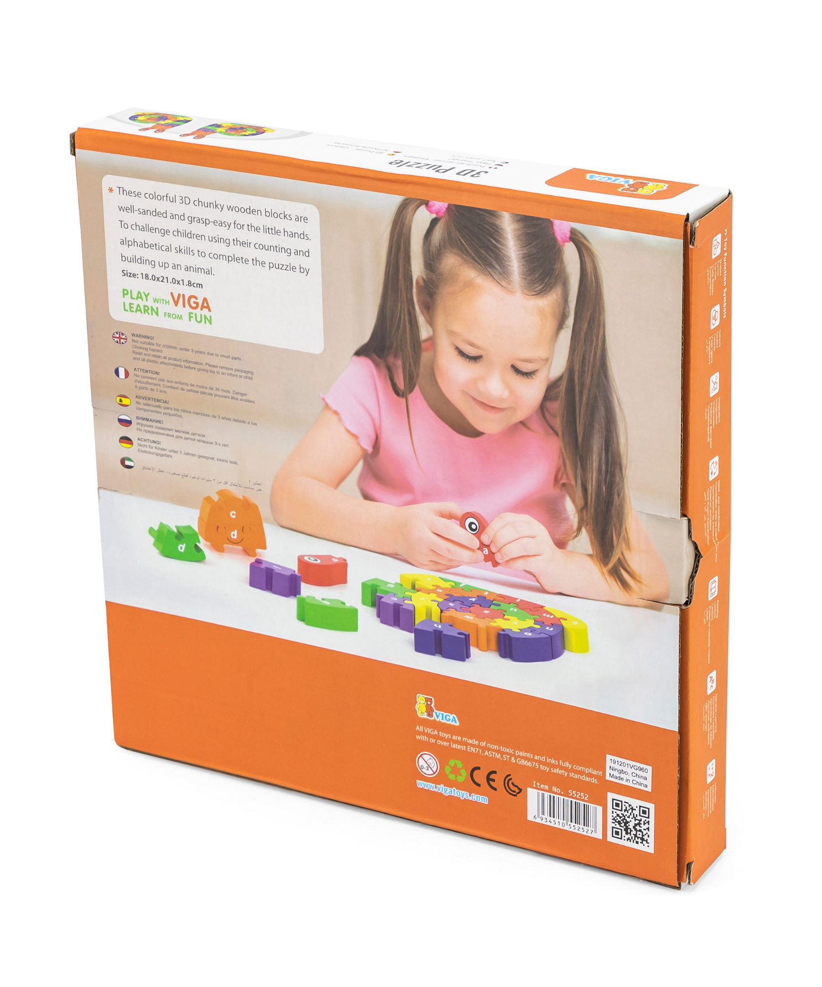 حلزون فيجا ثلاثي الأبعاد مع حروف أبجدية، 26 قطعة من أحجية الصور المقطوعة، لعبة مونتيسوري الخشبية، تُنمّي المهارات الحسية والإدراكية والحركية الدقيقة، لعبة تعليمية غير سامة وصديقة للبيئة للأطفال، من عمر 3 سنوات فما فوق