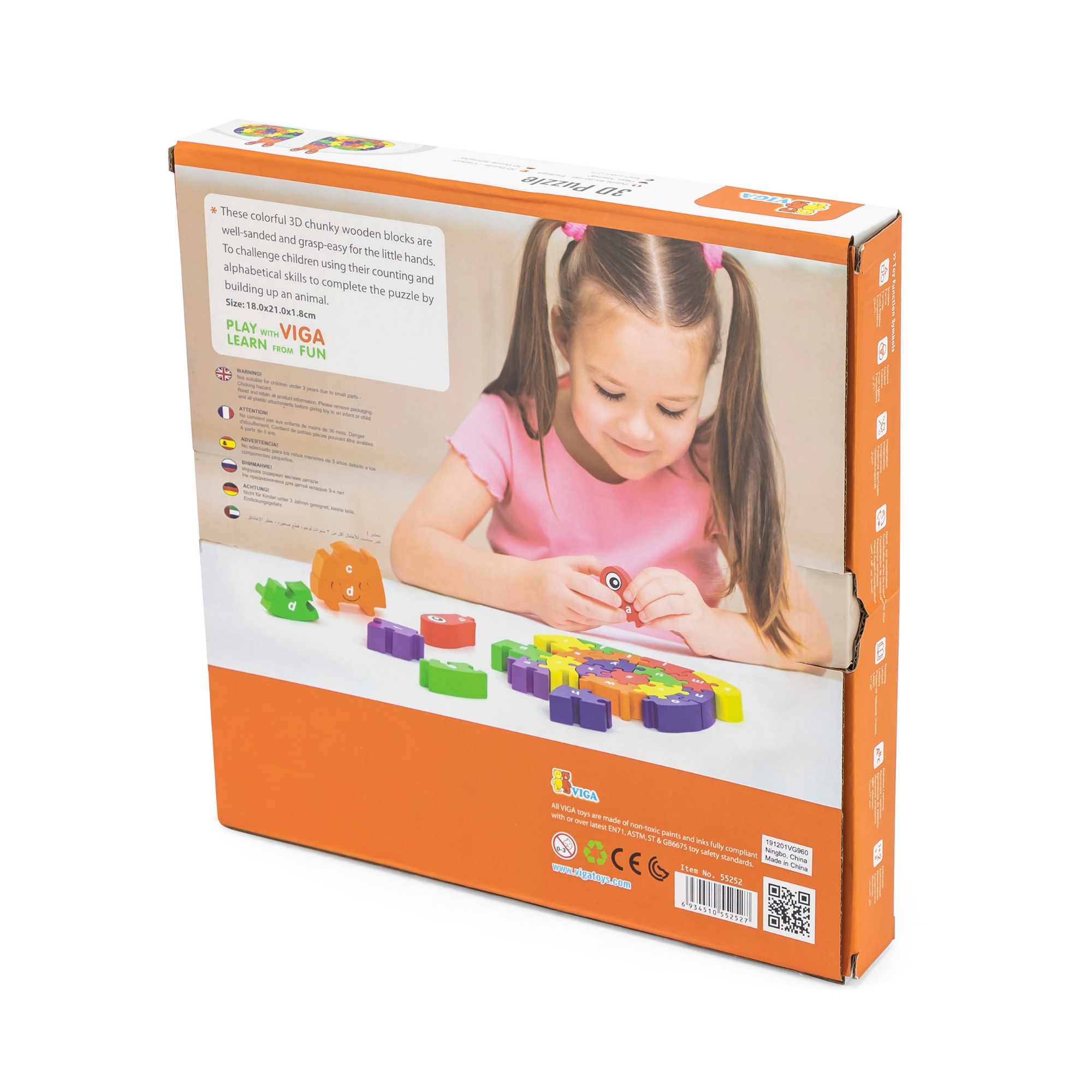 حلزون فيجا ثلاثي الأبعاد مع حروف أبجدية، 26 قطعة من أحجية الصور المقطوعة، لعبة مونتيسوري الخشبية، تُنمّي المهارات الحسية والإدراكية والحركية الدقيقة، لعبة تعليمية غير سامة وصديقة للبيئة للأطفال، من عمر 3 سنوات فما فوق