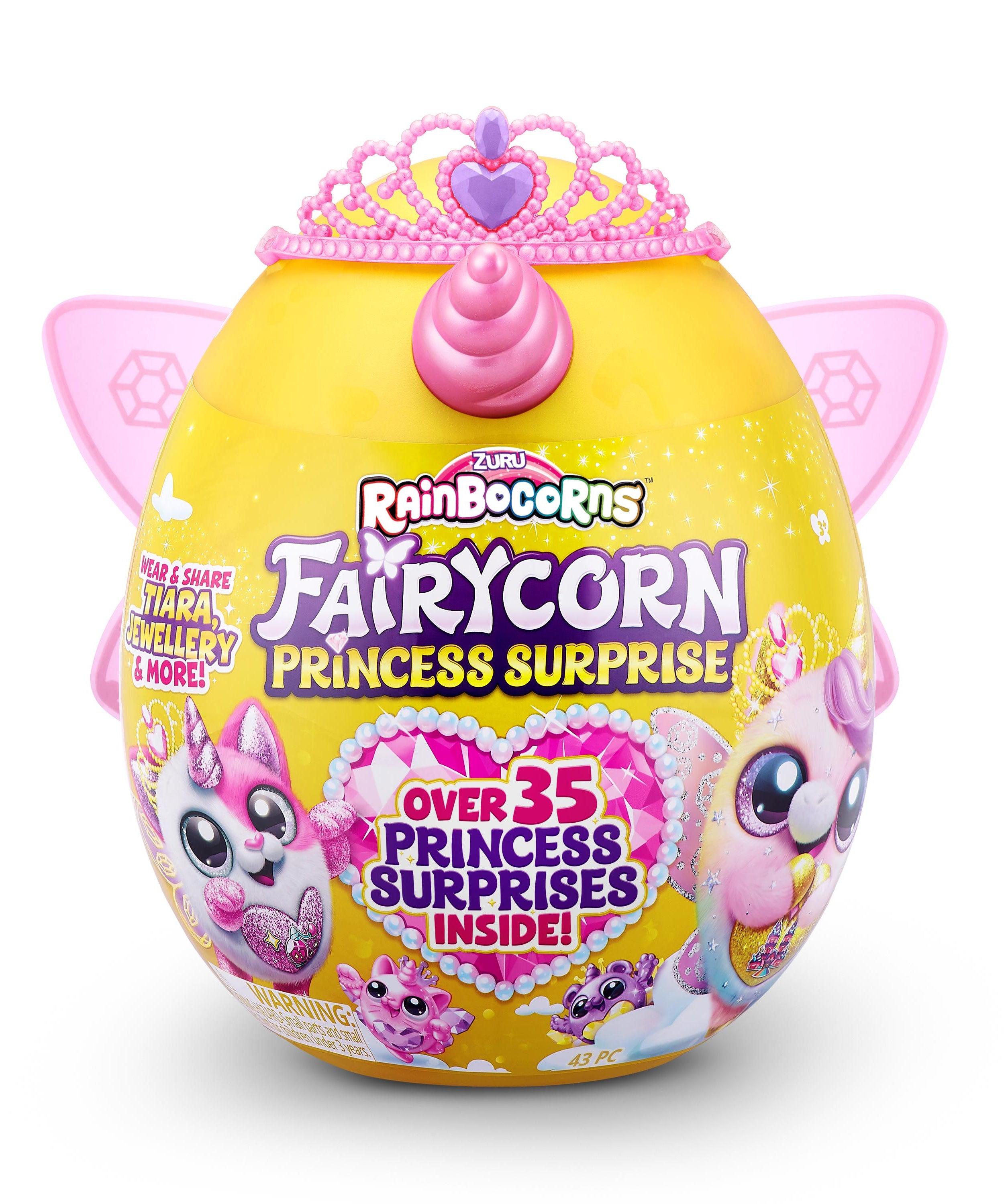 Rainbocorns Fairycorn Princess Surprise (Puppy) 11" Collectible Plush Toy with 35+ Surprises, Fairy Wings, Tiara, Wand, Boo-Boocorn, and Surprise Egg, Soft Toy for Girls Ages 3+