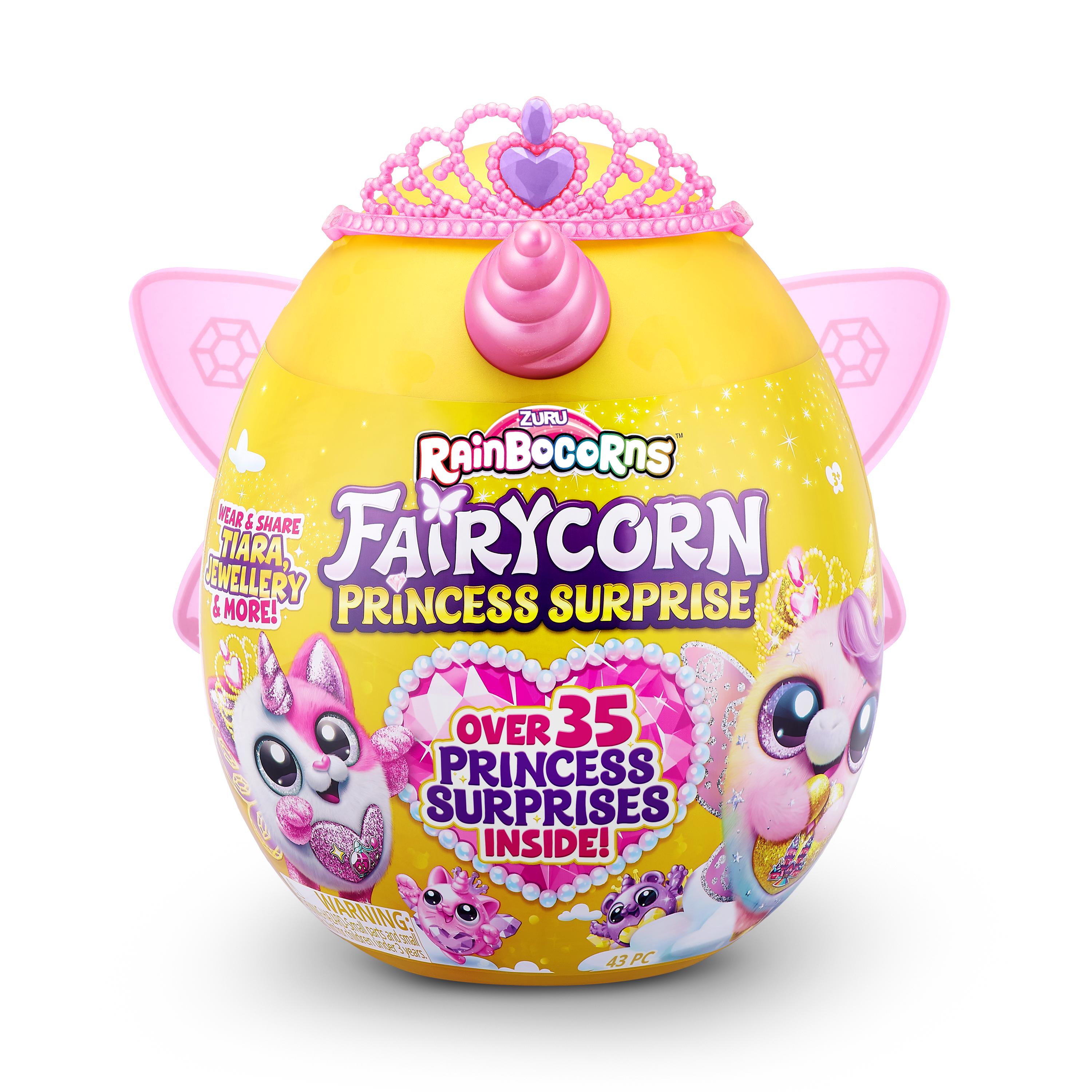 Rainbocorns Fairycorn Princess Surprise (Puppy) 11" Collectible Plush Toy with 35+ Surprises, Fairy Wings, Tiara, Wand, Boo-Boocorn, and Surprise Egg, Soft Toy for Girls Ages 3+