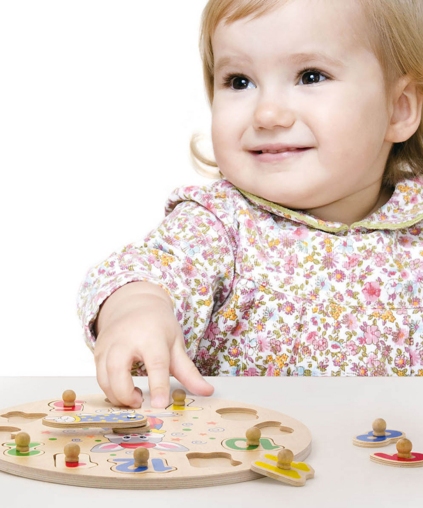 Viga Clock, 12 Piece Knob Puzzle, Montessori Wooden Toy, Develops Sensory, Cognitive & Fine Motor Skills, Non-Toxic & Eco-friendly Kids Educational Toy, Suitable for Boys and Girls Aged 2Y+