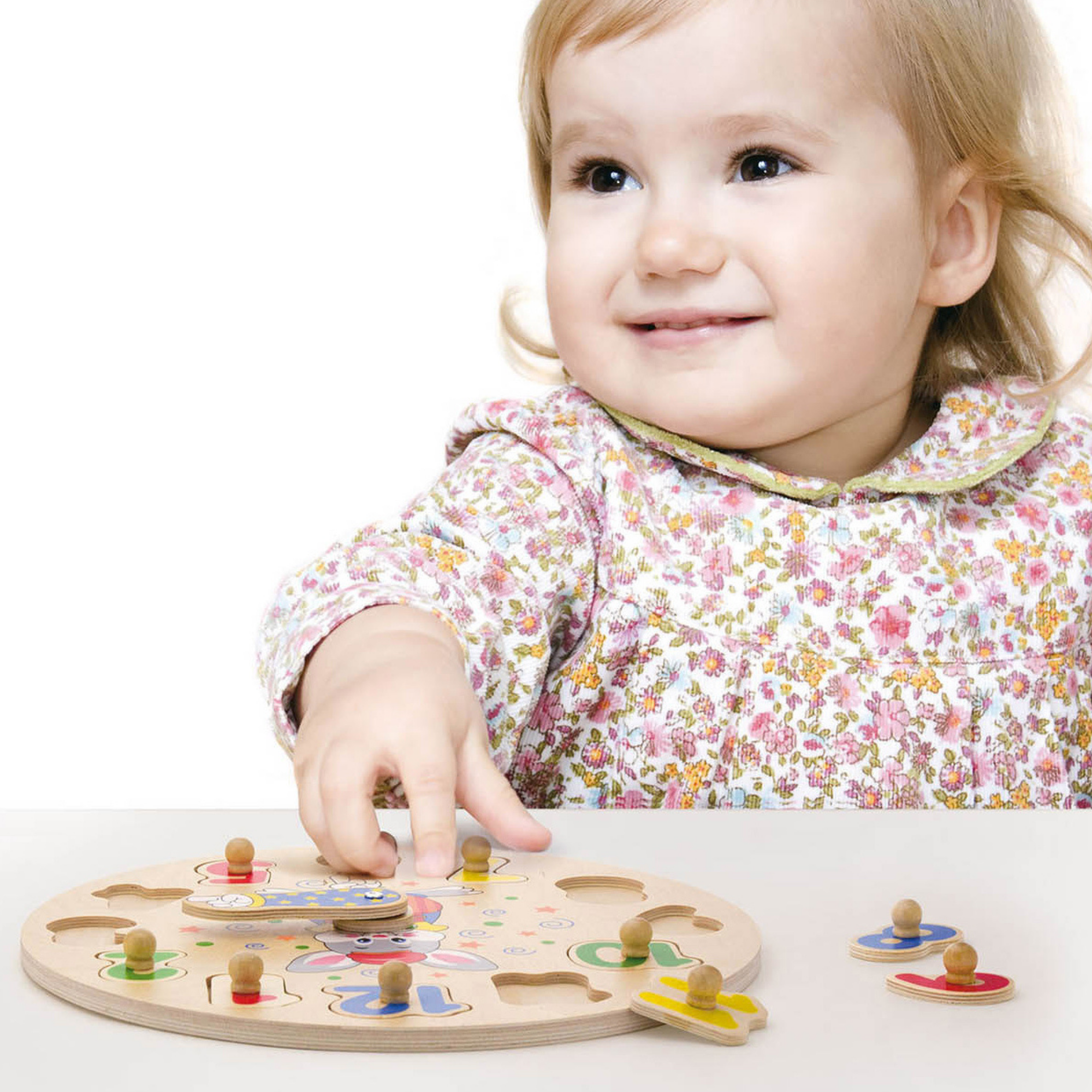 Viga Clock, 12 Piece Knob Puzzle, Montessori Wooden Toy, Develops Sensory, Cognitive & Fine Motor Skills, Non-Toxic & Eco-friendly Kids Educational Toy, Suitable for Boys and Girls Aged 2Y+