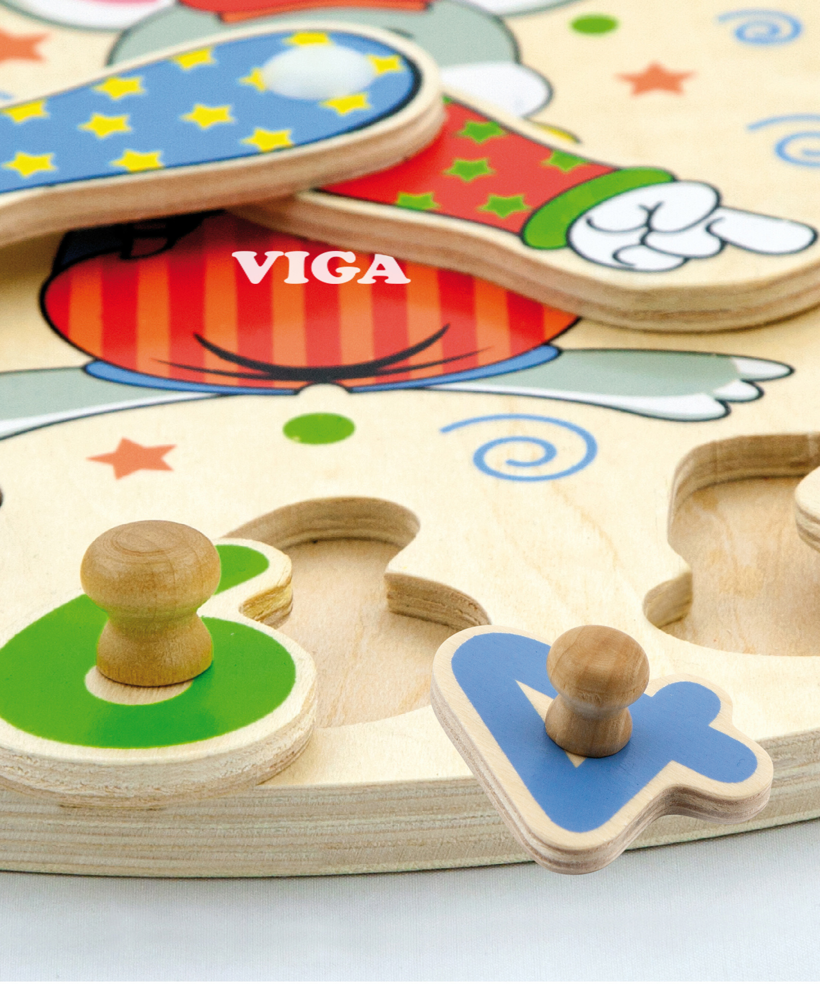 Viga Clock, 12 Piece Knob Puzzle, Montessori Wooden Toy, Develops Sensory, Cognitive & Fine Motor Skills, Non-Toxic & Eco-friendly Kids Educational Toy, Suitable for Boys and Girls Aged 2Y+