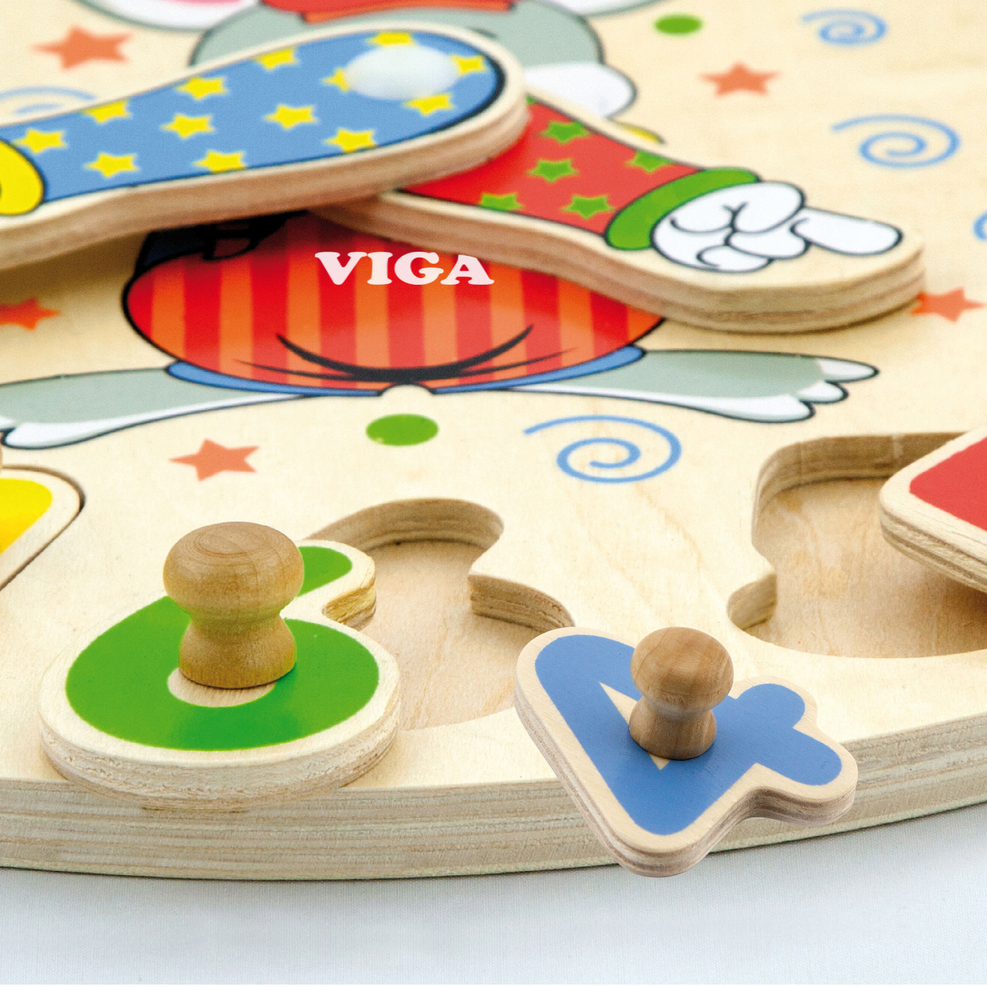 Viga Clock, 12 Piece Knob Puzzle, Montessori Wooden Toy, Develops Sensory, Cognitive & Fine Motor Skills, Non-Toxic & Eco-friendly Kids Educational Toy, Suitable for Boys and Girls Aged 2Y+