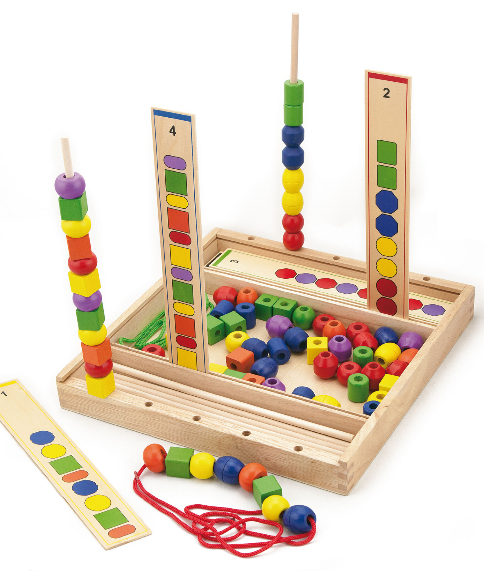 VIGA Wooden Beads Sequence Toy, 72-Piece Montessori Sorting & Pattern Activity, Develops Fine Motor Skills,Logic & Early Math, Enhances Memory & Problem-Solving, Eco-Friendly, for Boys & Girls Ages 3+