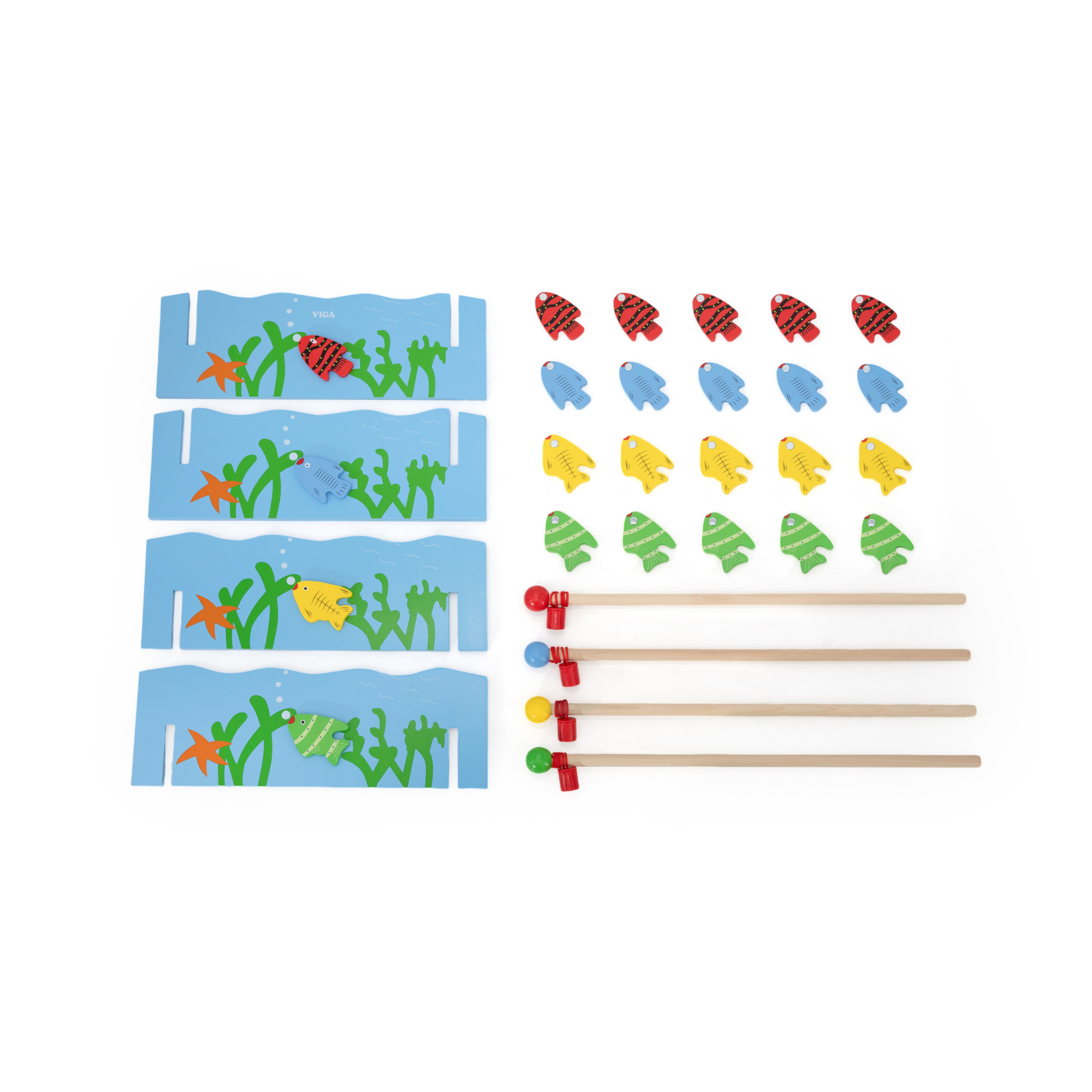 لعبة صيد خشبية من فيجا، لعبة مونتيسوري مغناطيسية بأربعة قضبان وأسماك مرقمة، تُنمّي المهارات الحركية الدقيقة والتعرف المبكر على الأرقام، لعبة تعليمية صديقة للبيئة وغير سامة، للأعمار من 18 شهرًا فما فوق