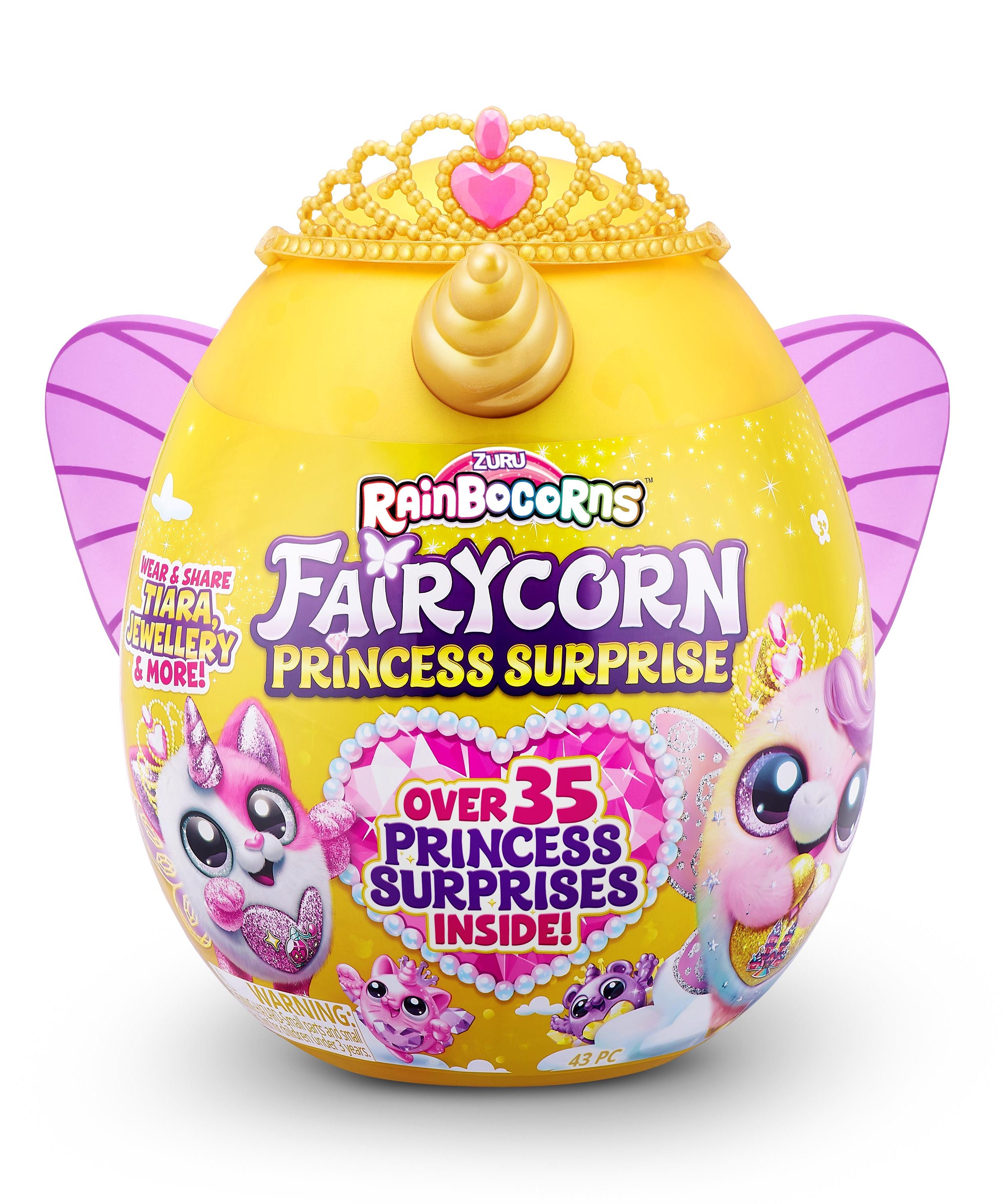 Rainbocorns Fairycorn Princess Surprise (Puppy) 11" Collectible Plush Toy with 35+ Surprises, Fairy Wings, Tiara, Wand, Boo-Boocorn, and Surprise Egg, Soft Toy for Girls Ages 3+