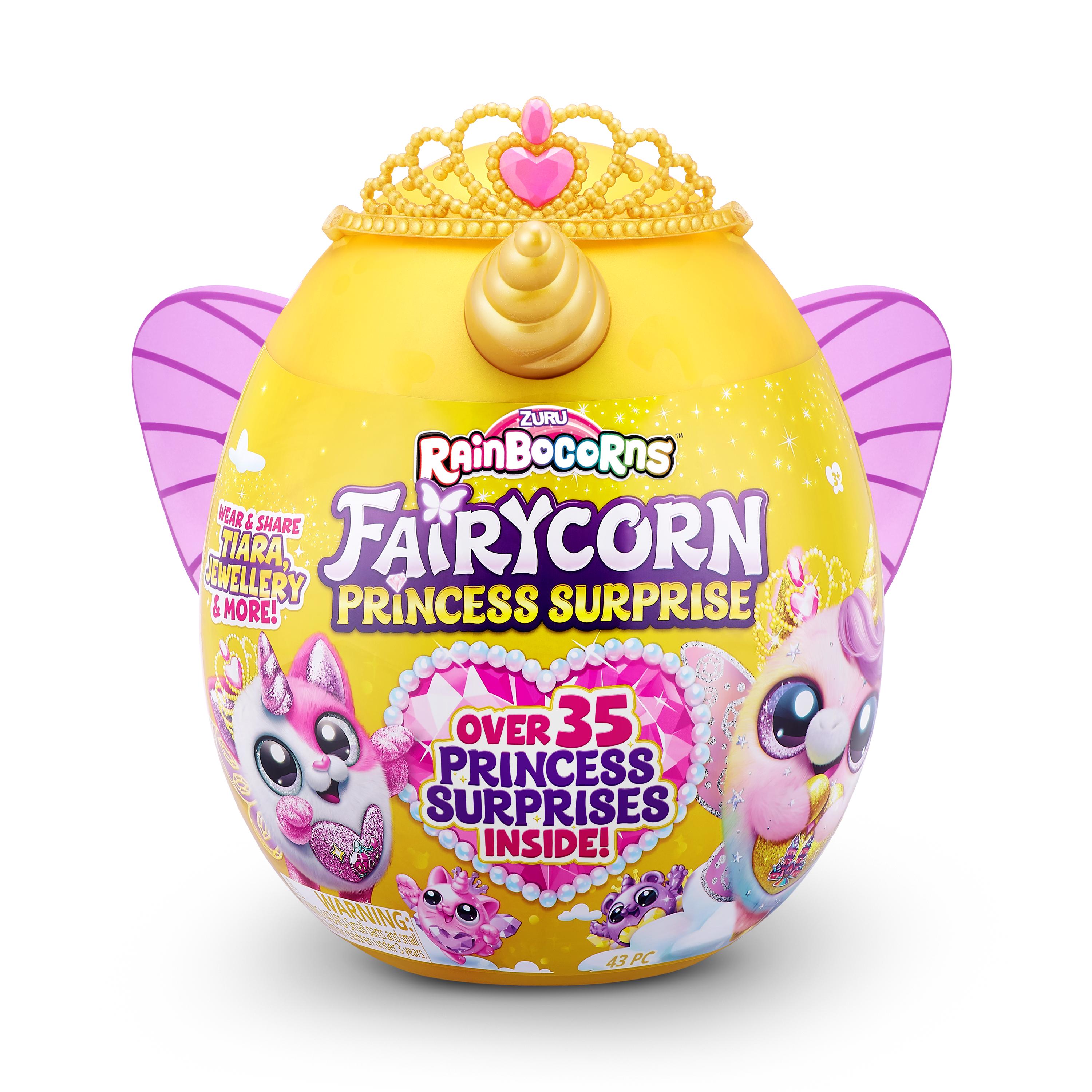 Rainbocorns Fairycorn Princess Surprise (Puppy) 11" Collectible Plush Toy with 35+ Surprises, Fairy Wings, Tiara, Wand, Boo-Boocorn, and Surprise Egg, Soft Toy for Girls Ages 3+