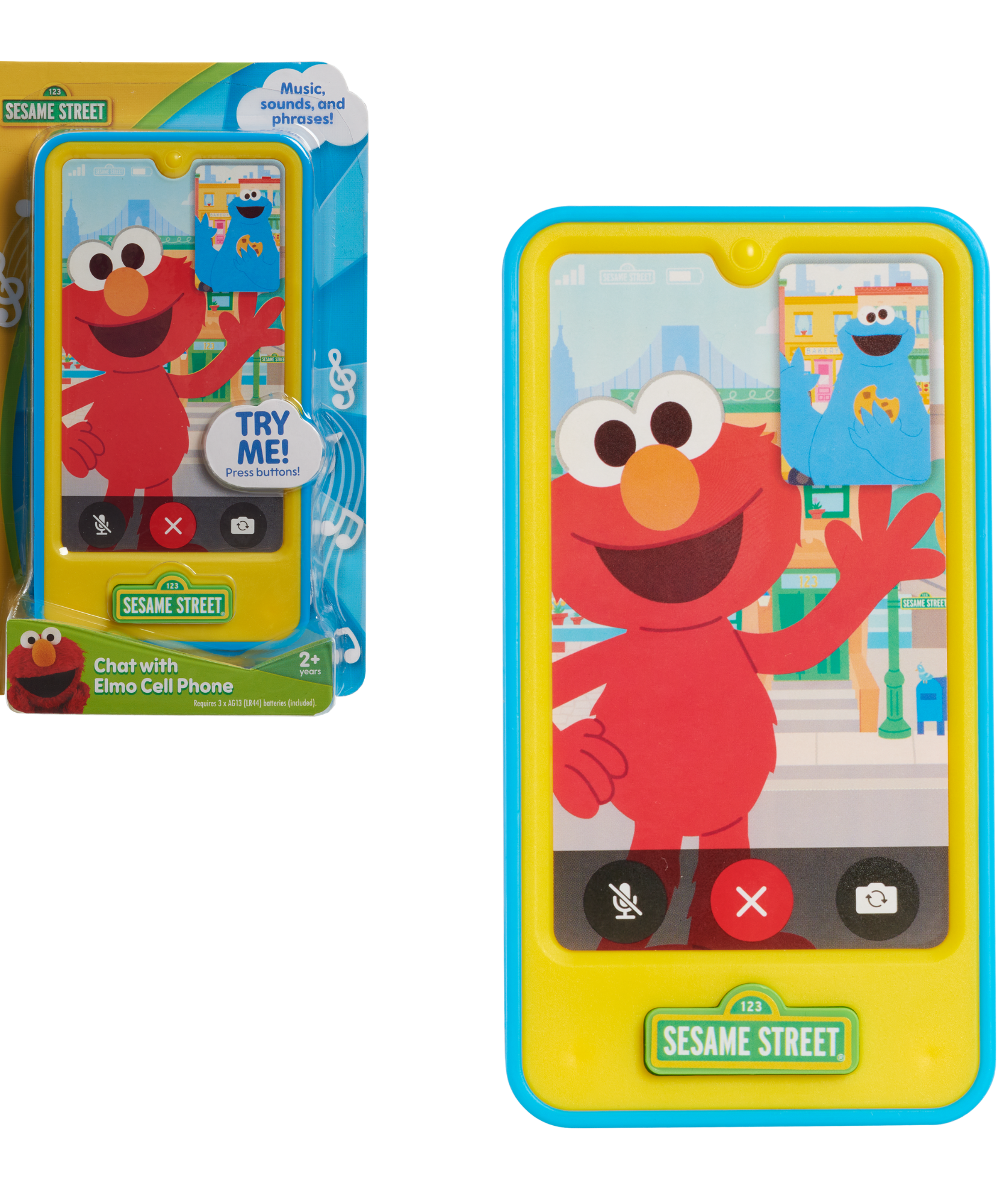 Sesame Street Chat with Elmo Cell Phone, Handheld Interactive Roleplay Toy with Sounds and Music, Pretend Play Phone, Offically Licensed by Just Play for Toddlers Ages 2 and Up