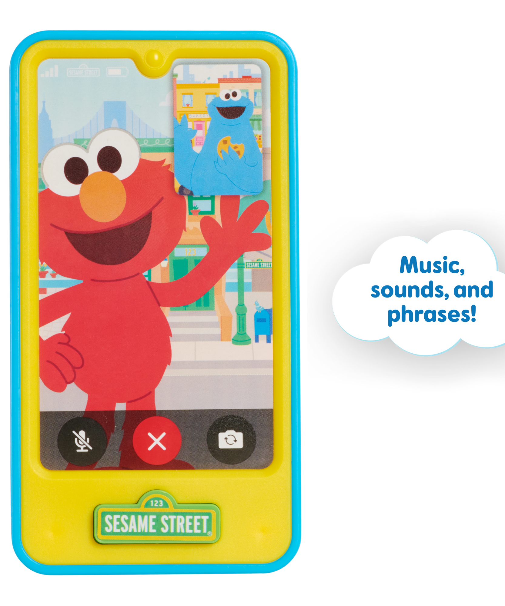 Sesame Street Chat with Elmo Cell Phone, Handheld Interactive Roleplay Toy with Sounds and Music, Pretend Play Phone, Offically Licensed by Just Play for Toddlers Ages 2 and Up