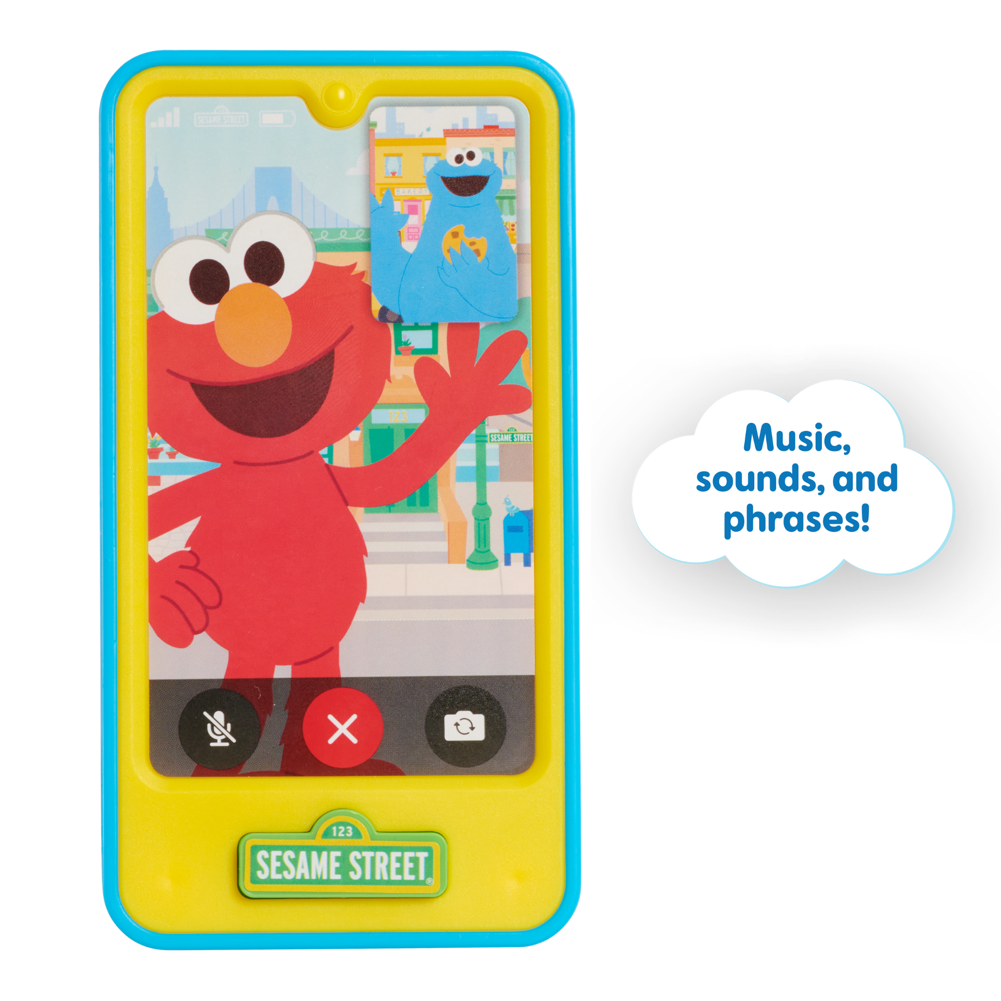 Sesame Street Chat with Elmo Cell Phone, Handheld Interactive Roleplay Toy with Sounds and Music, Pretend Play Phone, Offically Licensed by Just Play for Toddlers Ages 2 and Up