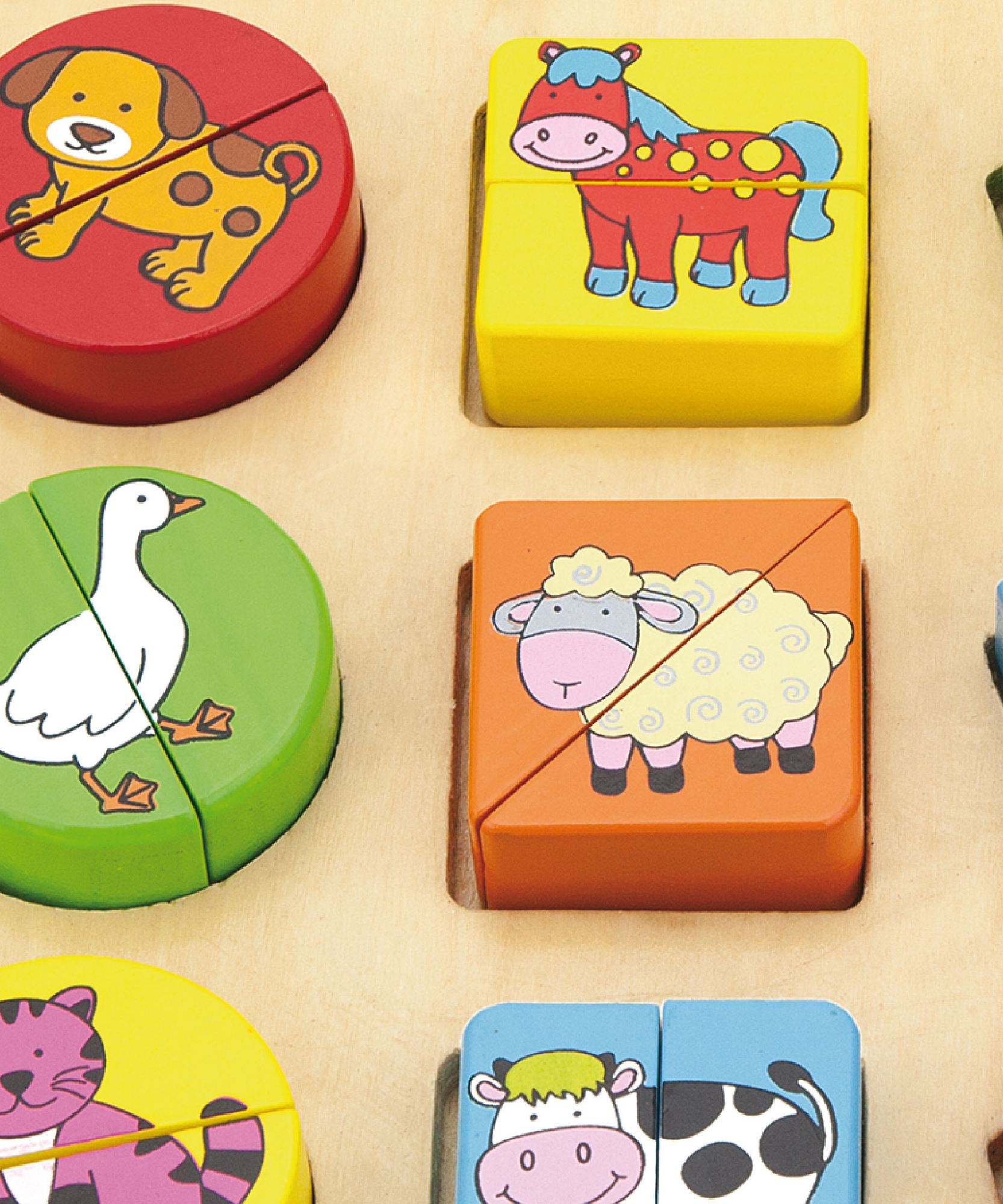 لعبة أحجية مكعبات هندسية من فيجا فارم أنيملز، مكونة من 18 قطعة، لعبة مونتيسوري خشبية، تُنمّي المهارات الحسية والإدراكية والحركية الدقيقة، غير سامة وصديقة للبيئة، مناسبة للأطفال من سن 18 شهرًا فما فوق