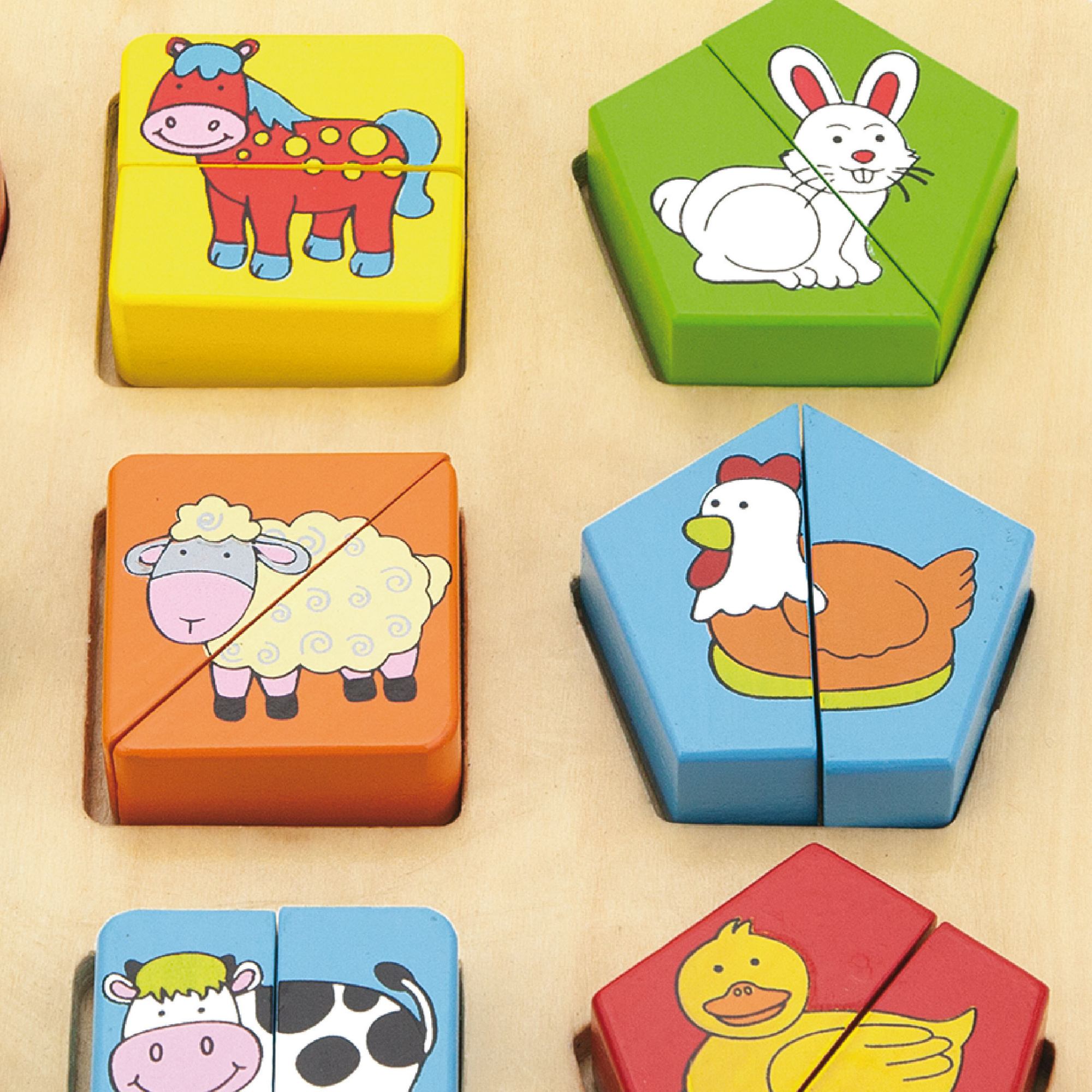 لعبة أحجية مكعبات هندسية من فيجا فارم أنيملز، مكونة من 18 قطعة، لعبة مونتيسوري خشبية، تُنمّي المهارات الحسية والإدراكية والحركية الدقيقة، غير سامة وصديقة للبيئة، مناسبة للأطفال من سن 18 شهرًا فما فوق