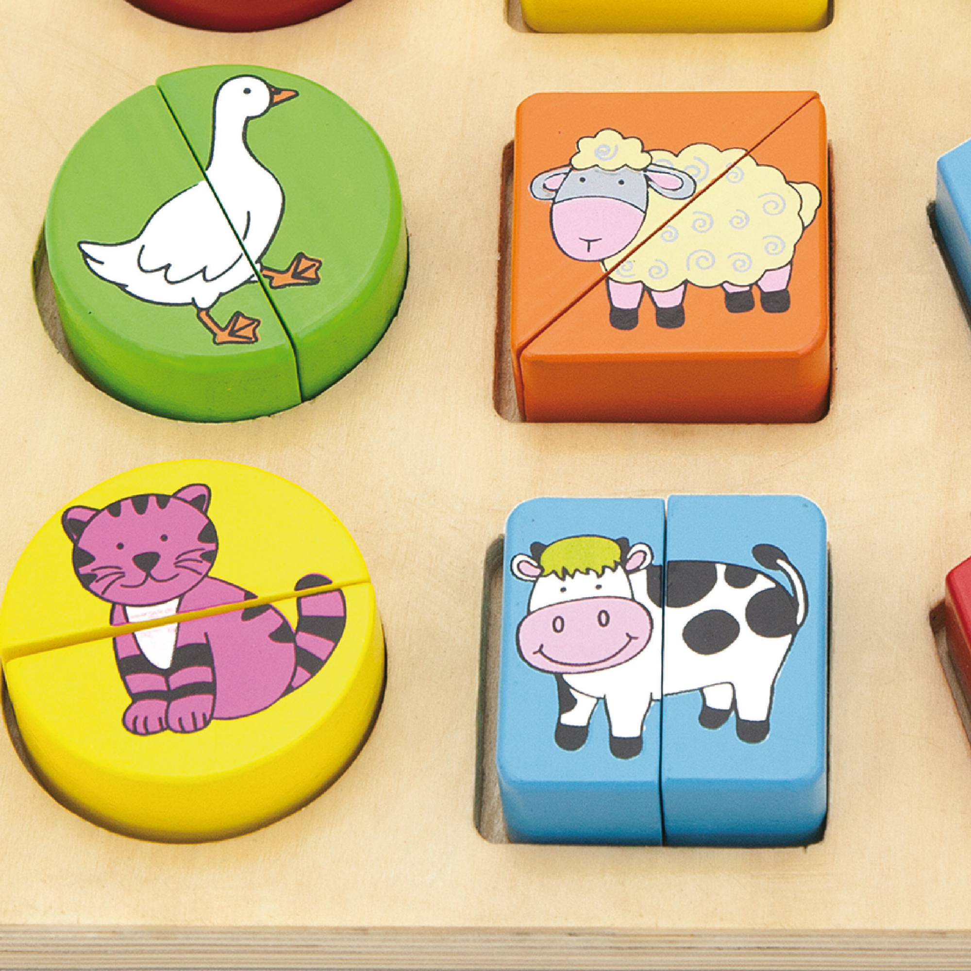 لعبة أحجية مكعبات هندسية من فيجا فارم أنيملز، مكونة من 18 قطعة، لعبة مونتيسوري خشبية، تُنمّي المهارات الحسية والإدراكية والحركية الدقيقة، غير سامة وصديقة للبيئة، مناسبة للأطفال من سن 18 شهرًا فما فوق