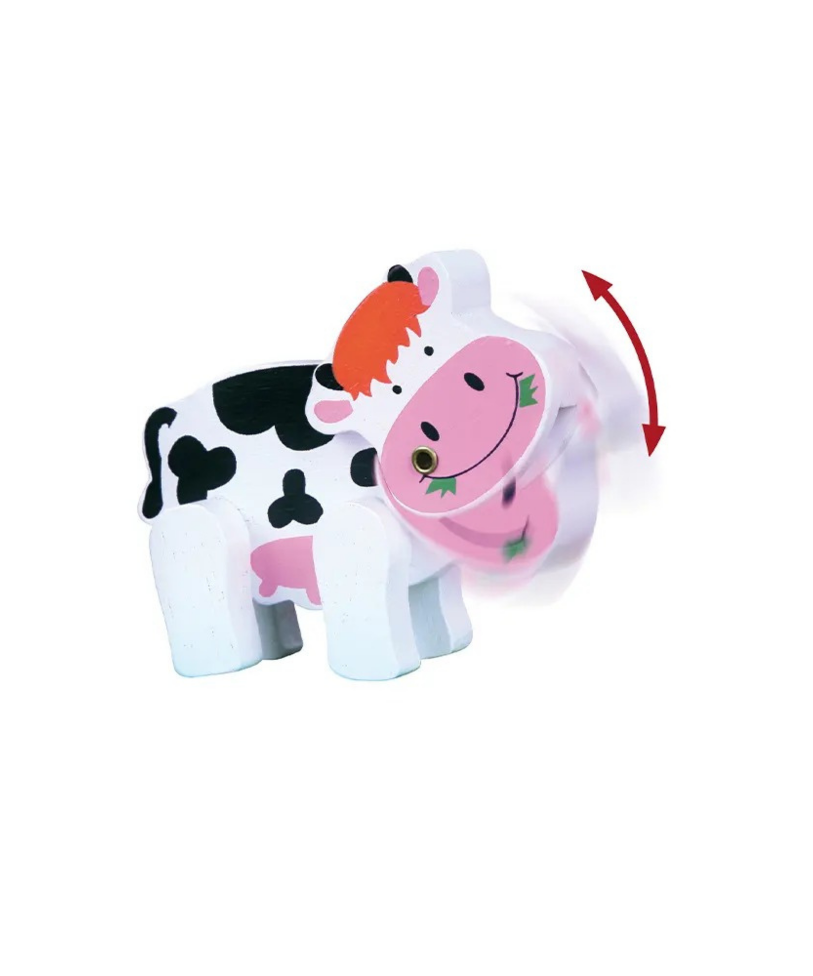 VIGA Cow Mini Wire Beads Toy, Montessori Wooden Bead Maze with Movable Cow Head & Body, Develops Fine Motor Skills, Hand-Eye Coordination & Logic, Eco-Friendly & Non-Toxic, for Boys & Girls Ages 2+