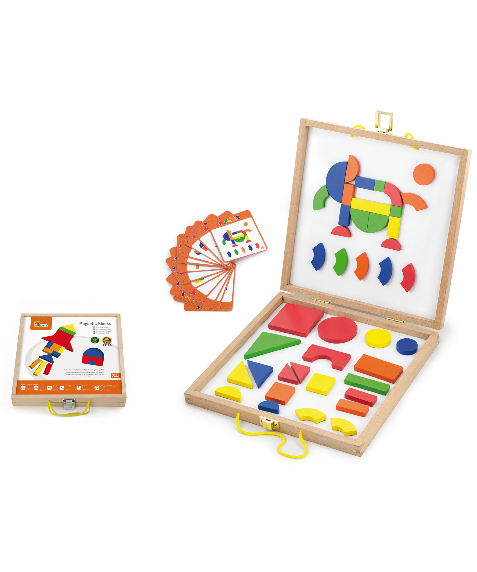 مكعبات فيجا المغناطيسية، 42 قطعة أحجية، لعبة مونتيسوري الخشبية، تنمي المهارات الحسية والإدراكية والحركية الدقيقة، لعبة تعليمية للأطفال غير سامة وصديقة للبيئة، مناسبة للأولاد والبنات من سن 3 سنوات فما فوق