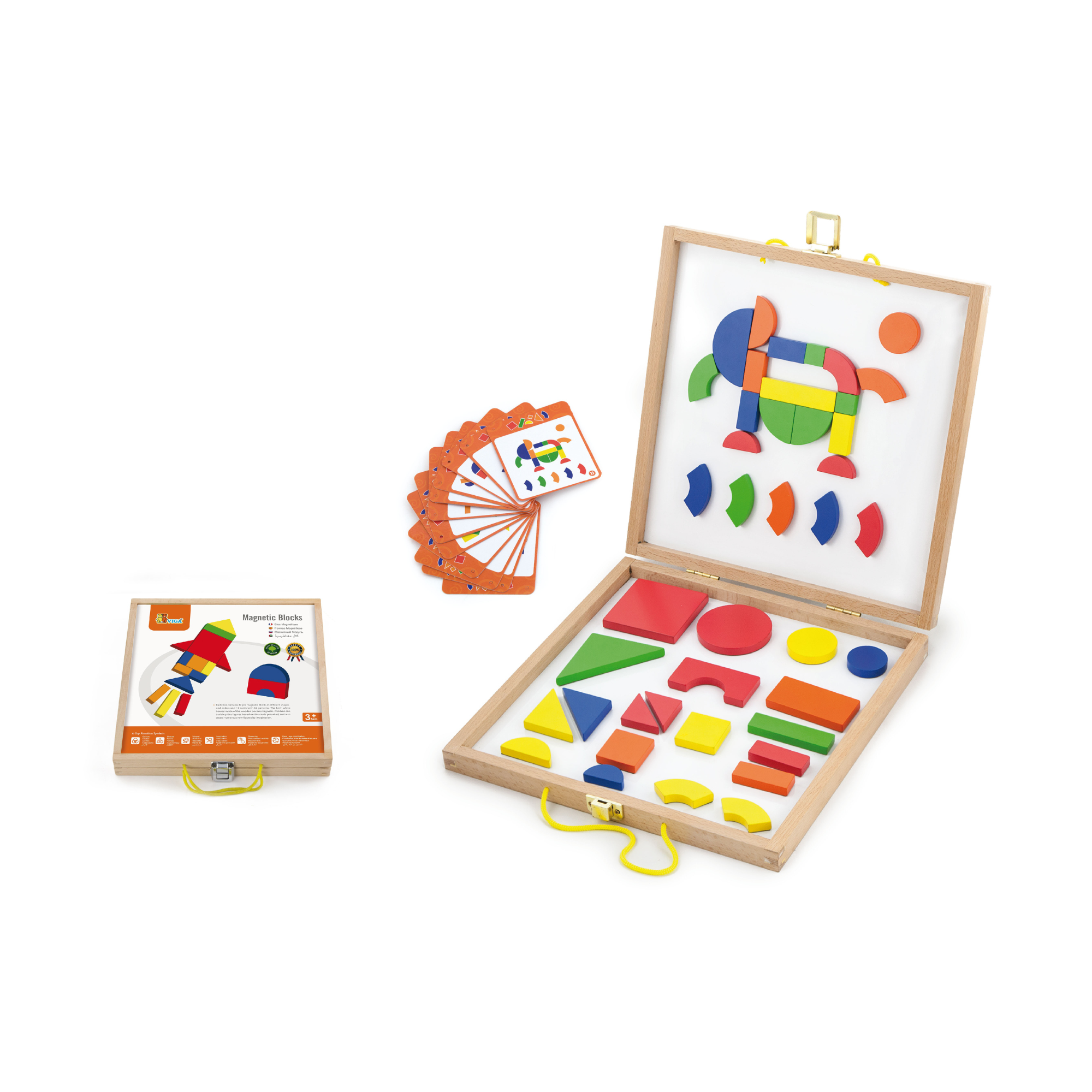 مكعبات فيجا المغناطيسية، 42 قطعة أحجية، لعبة مونتيسوري الخشبية، تنمي المهارات الحسية والإدراكية والحركية الدقيقة، لعبة تعليمية للأطفال غير سامة وصديقة للبيئة، مناسبة للأولاد والبنات من سن 3 سنوات فما فوق