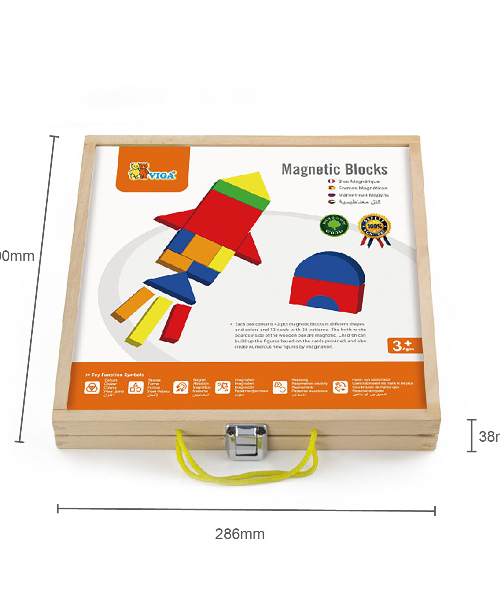 مكعبات فيجا المغناطيسية، 42 قطعة أحجية، لعبة مونتيسوري الخشبية، تنمي المهارات الحسية والإدراكية والحركية الدقيقة، لعبة تعليمية للأطفال غير سامة وصديقة للبيئة، مناسبة للأولاد والبنات من سن 3 سنوات فما فوق