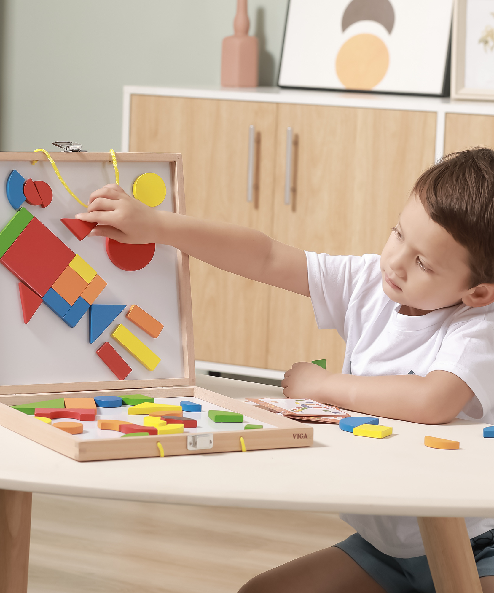 مكعبات فيجا المغناطيسية، 42 قطعة أحجية، لعبة مونتيسوري الخشبية، تنمي المهارات الحسية والإدراكية والحركية الدقيقة، لعبة تعليمية للأطفال غير سامة وصديقة للبيئة، مناسبة للأولاد والبنات من سن 3 سنوات فما فوق