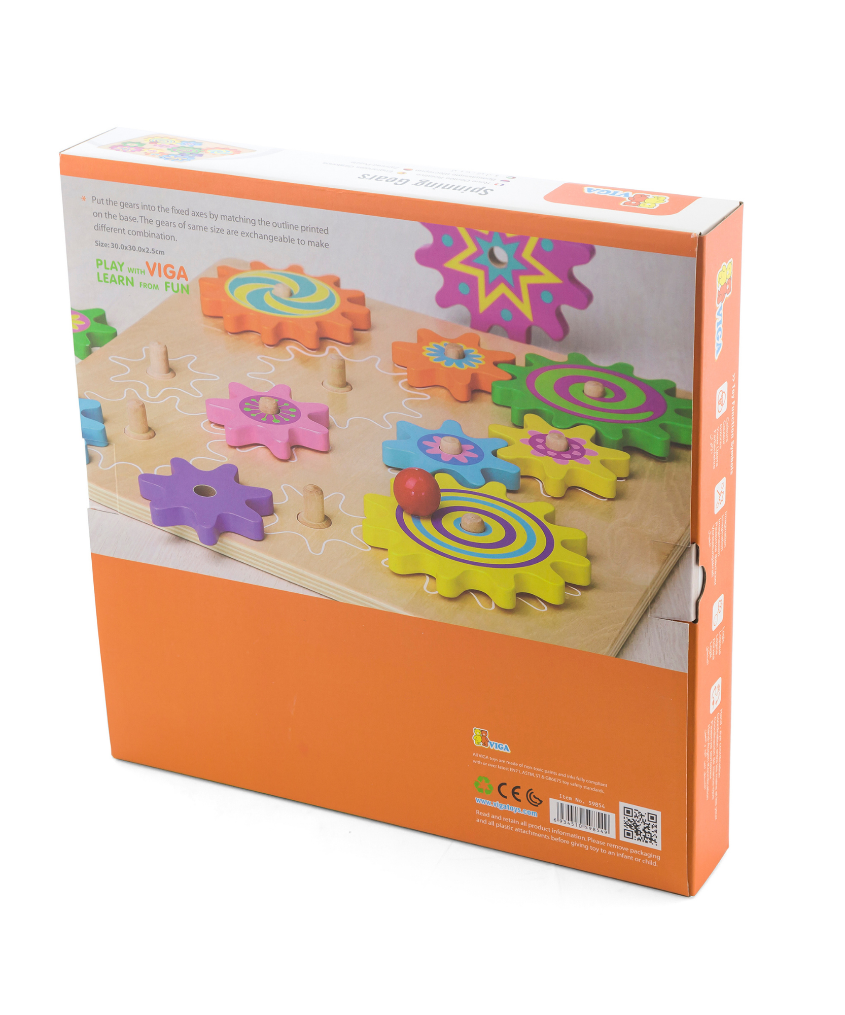 أحجية فيجا الخشبية الدوارة من مونتيسوري، تُنمّي مهارات التنسيق بين اليد والعين والتفكير المنطقي، مع إمكانية تبديل وتدوير التروس للعب الإبداعي، وهي لعبة تعليمية صديقة للبيئة وغير سامة، مناسبة للأعمار من 18 شهرًا فما فوق.