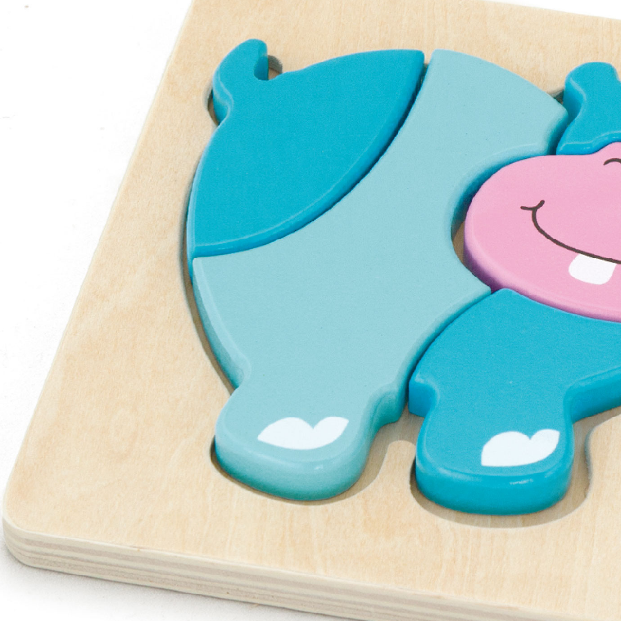 Viga Hippo, 4 Piece Block Puzzle, Montessori Wooden Toy, Develops Sensory, Cognitive & Fine Motor Skills, Non-Toxic & Eco-friendly Kids Educational Toy, Suitable for Boys and Girls Aged 18M+