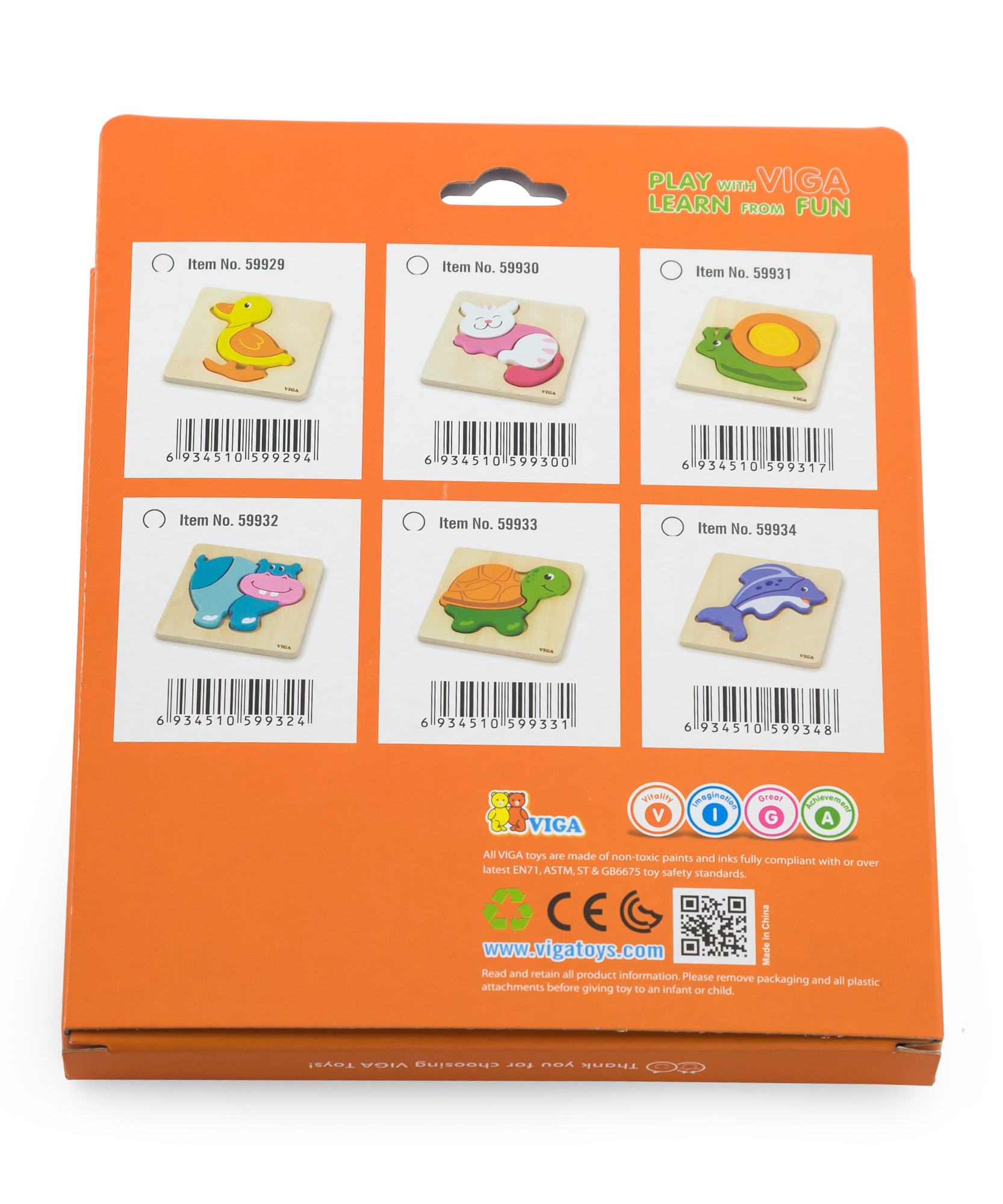 Viga Fish, 3 Piece Block Puzzle, Montessori Wooden Toy, Develops Sensory, Cognitive & Fine Motor Skills, Non-Toxic & Eco-friendly Kids Educational Toy, Suitable for Boys and Girls Aged 18M+