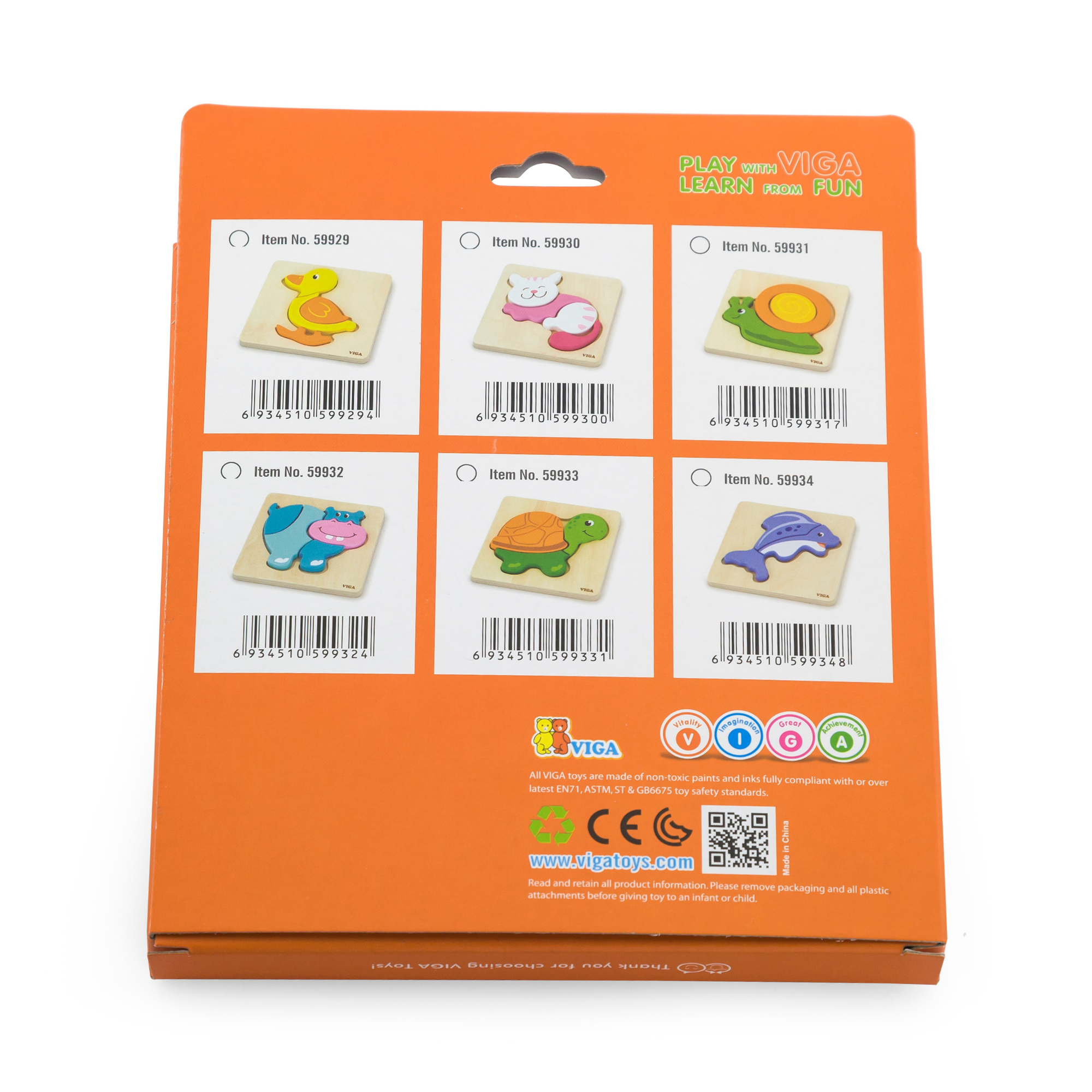 Viga Fish, 3 Piece Block Puzzle, Montessori Wooden Toy, Develops Sensory, Cognitive & Fine Motor Skills, Non-Toxic & Eco-friendly Kids Educational Toy, Suitable for Boys and Girls Aged 18M+