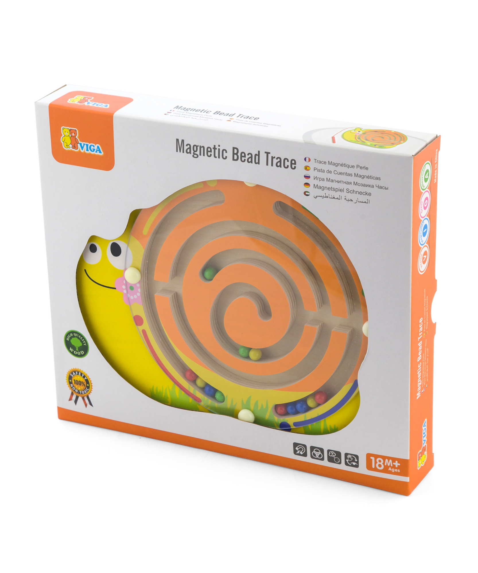 لعبة الحلزون المغناطيسي من فيجا، نشاط تعليمي خشبي من مونتيسوري، يطور مهارات التنسيق بين اليد والعين والأرقام، لعبة تعليمية صديقة للبيئة وغير سامة، للأولاد والبنات من عمر 18 شهرًا فما فوق