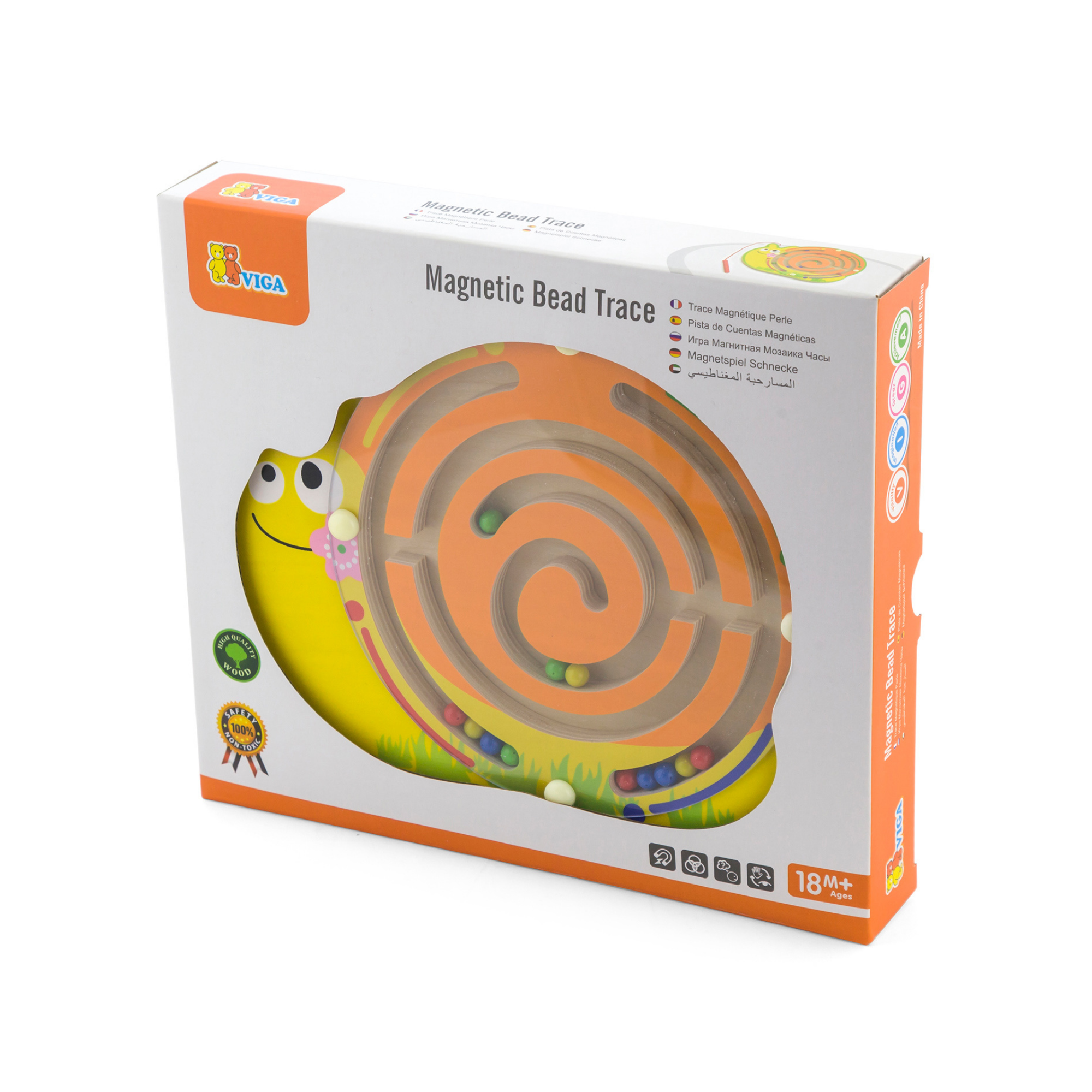 لعبة الحلزون المغناطيسي من فيجا، نشاط تعليمي خشبي من مونتيسوري، يطور مهارات التنسيق بين اليد والعين والأرقام، لعبة تعليمية صديقة للبيئة وغير سامة، للأولاد والبنات من عمر 18 شهرًا فما فوق