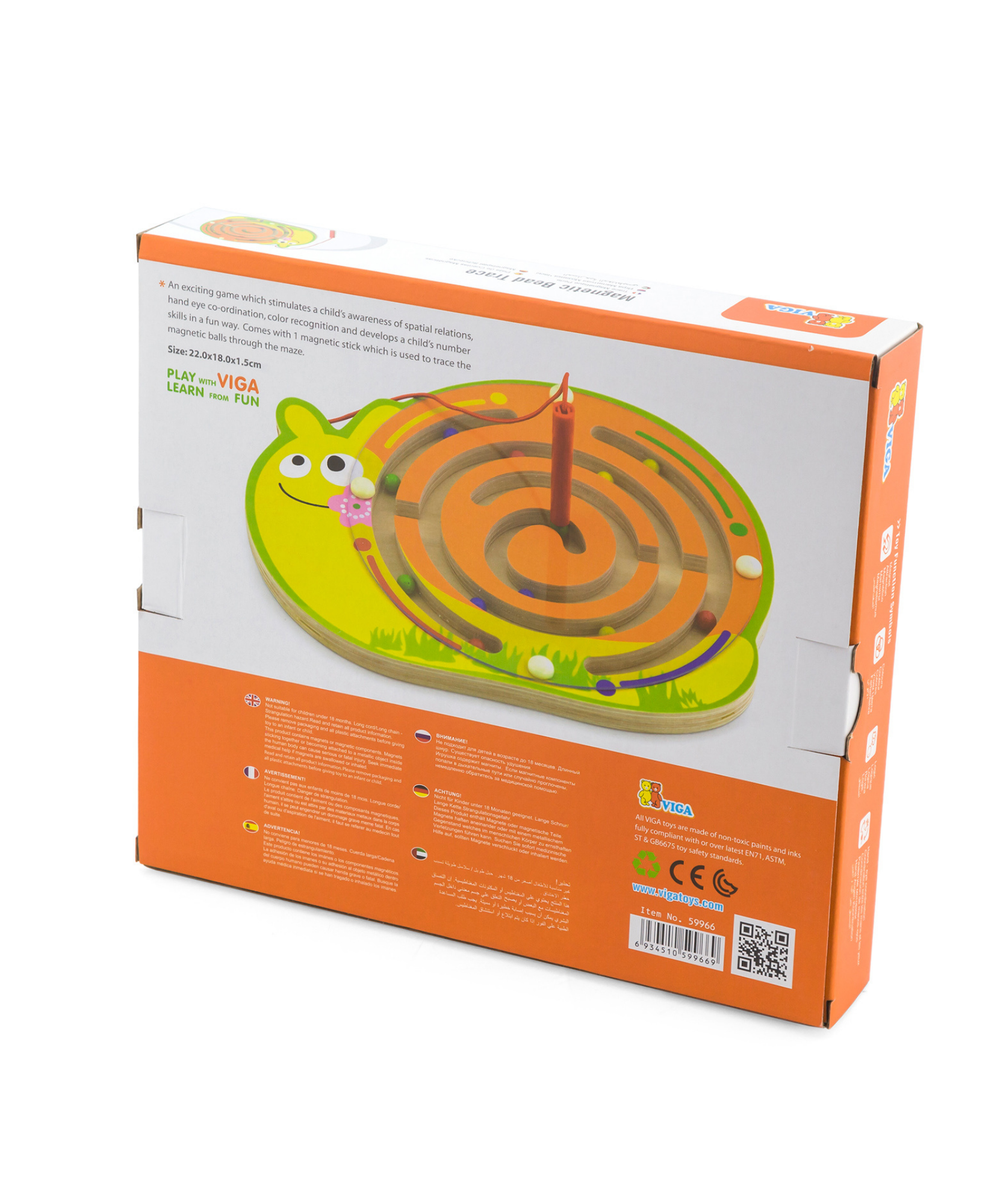 لعبة الحلزون المغناطيسي من فيجا، نشاط تعليمي خشبي من مونتيسوري، يطور مهارات التنسيق بين اليد والعين والأرقام، لعبة تعليمية صديقة للبيئة وغير سامة، للأولاد والبنات من عمر 18 شهرًا فما فوق