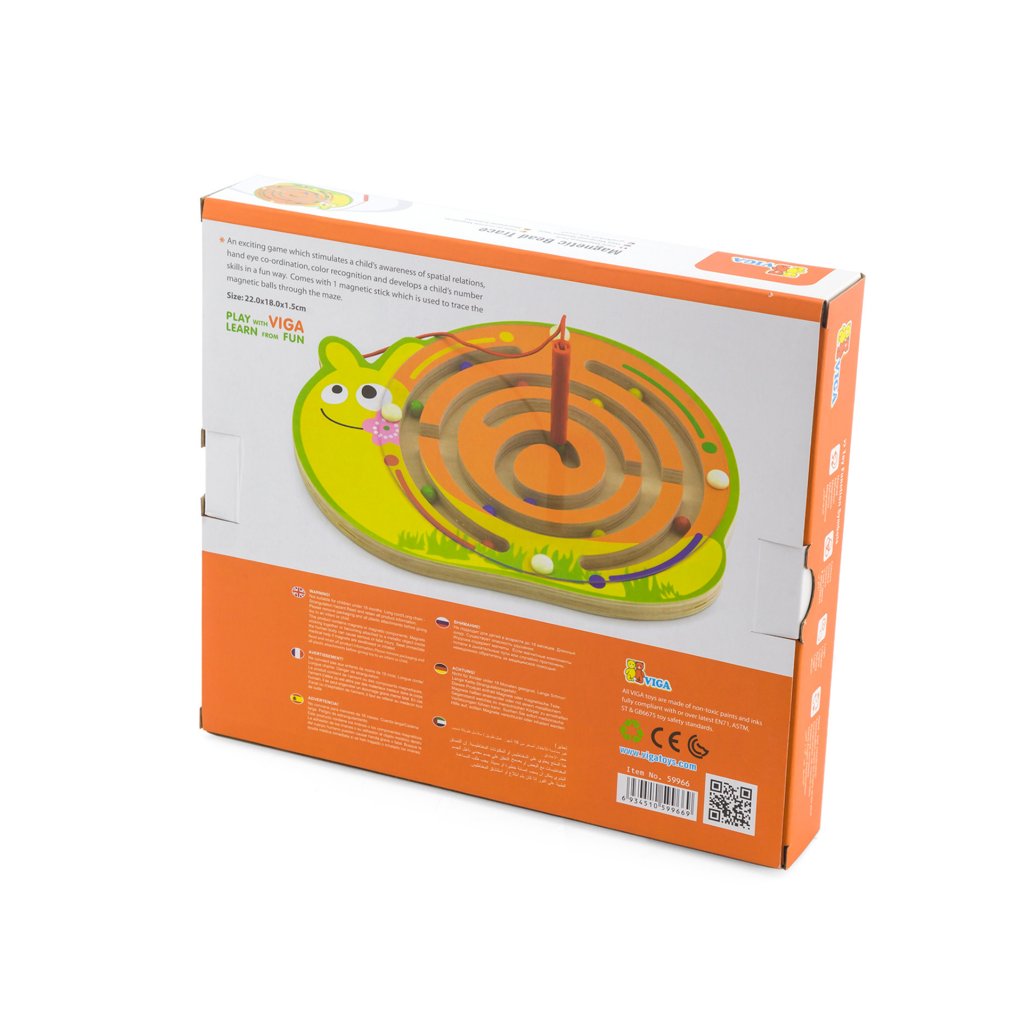 لعبة الحلزون المغناطيسي من فيجا، نشاط تعليمي خشبي من مونتيسوري، يطور مهارات التنسيق بين اليد والعين والأرقام، لعبة تعليمية صديقة للبيئة وغير سامة، للأولاد والبنات من عمر 18 شهرًا فما فوق