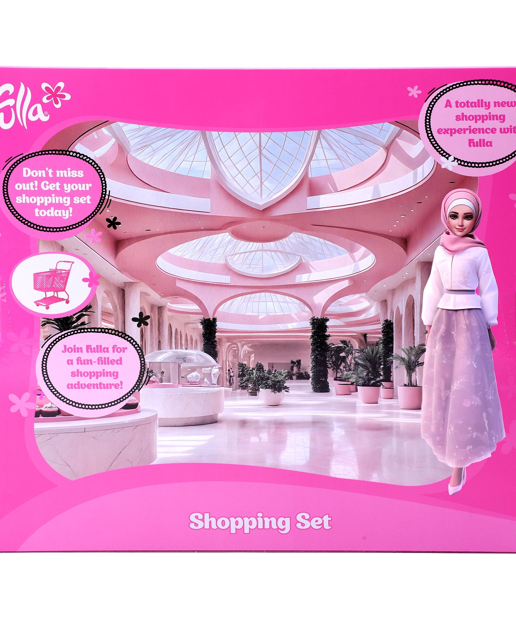 Fulla Doll with Shopping Cart Set, Includes Doll, Grocery Items, Pretend Play Accessories for Creative Role-Playing and Storytelling, Ideal for Kids Age 3+